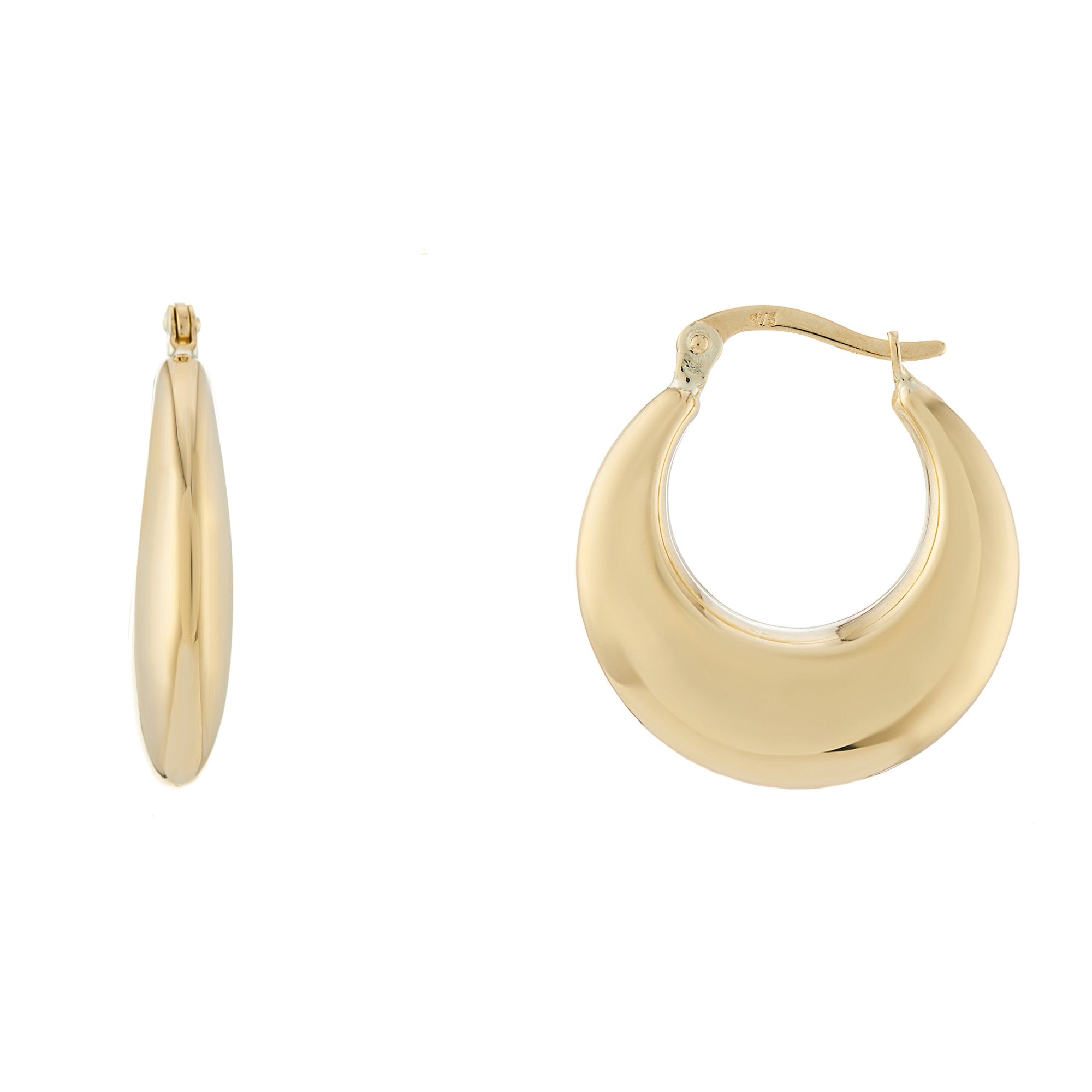 9ct gold plain creole hoop earrings
