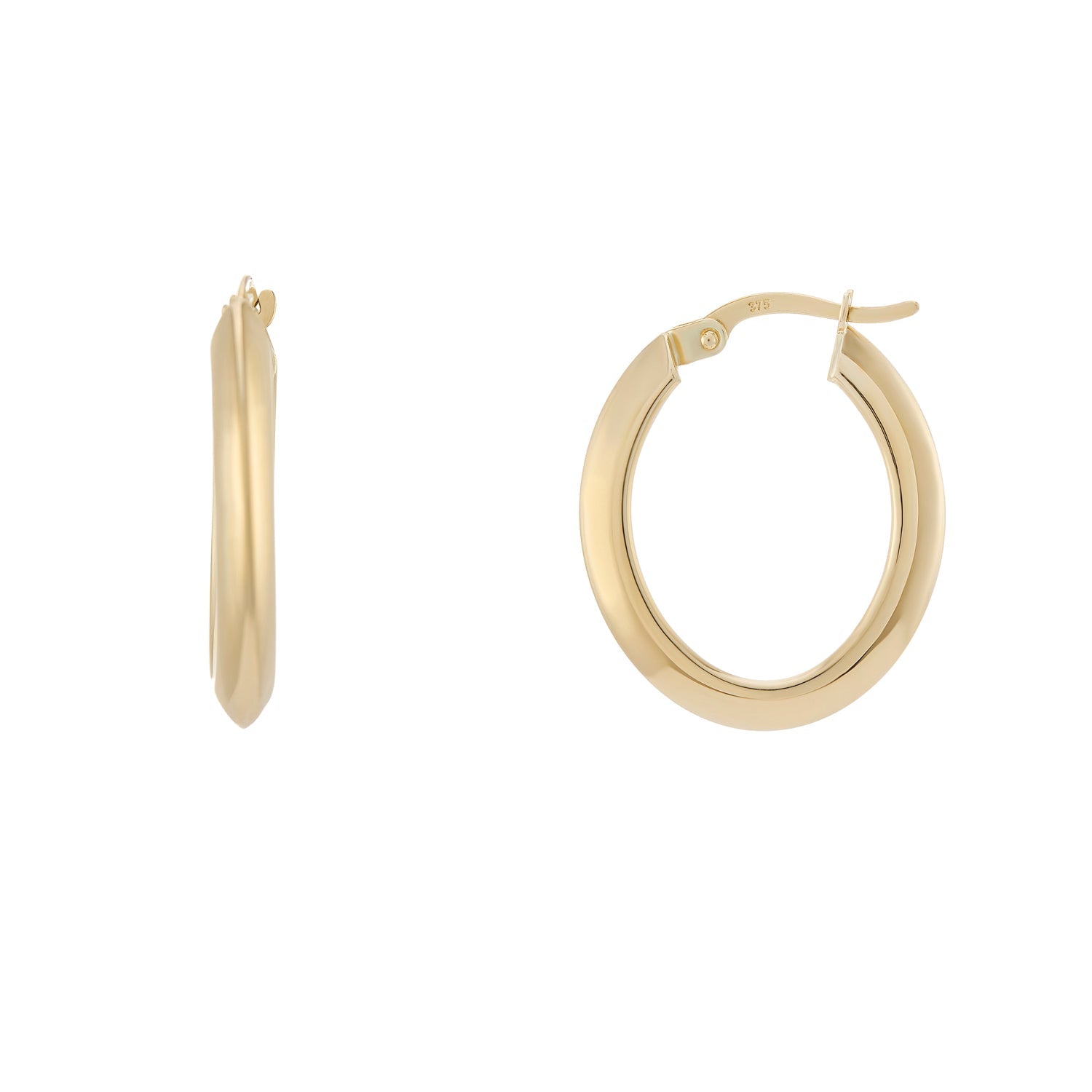9ct gold knife edge hoop earrings