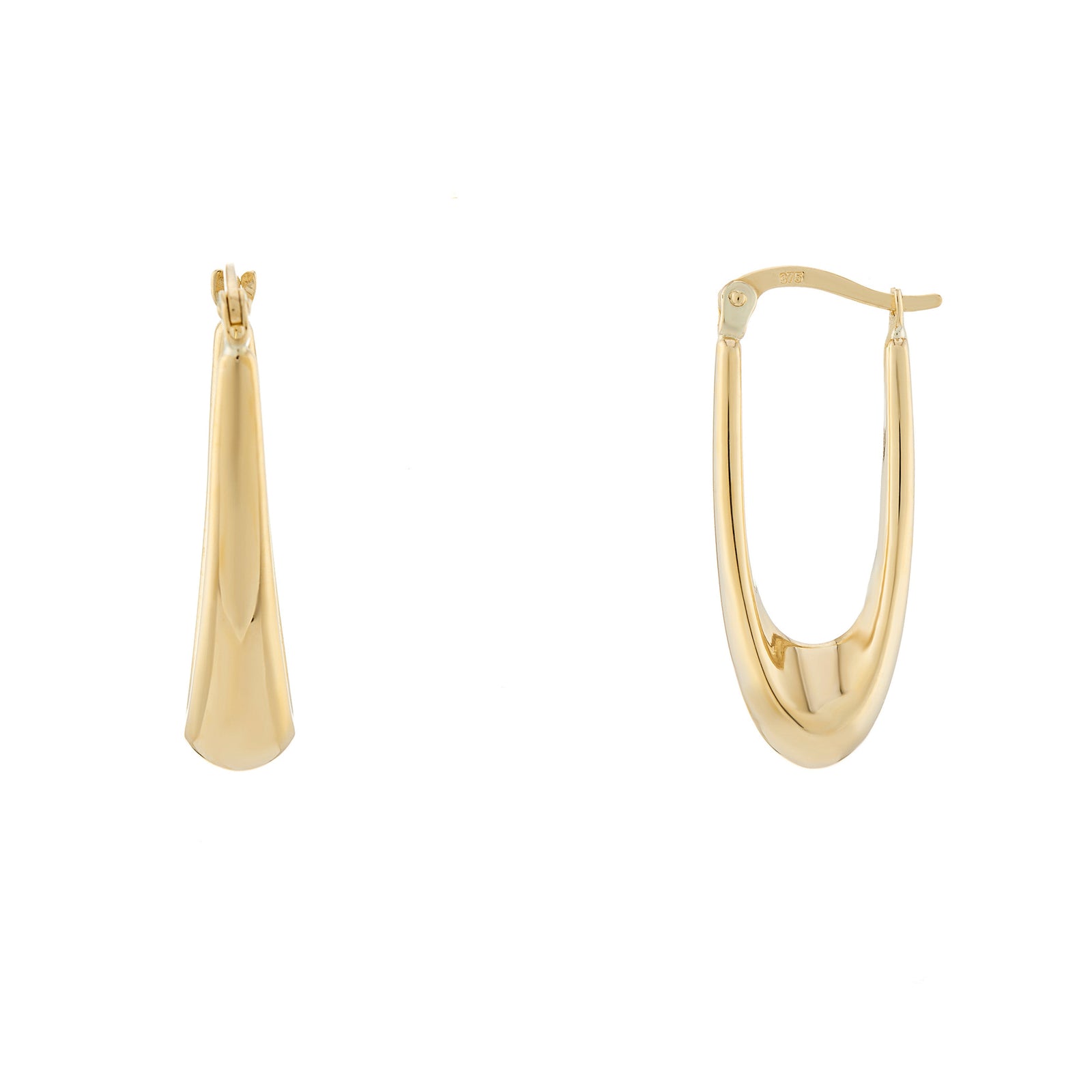 9ct gold plain oval creole hoop earrings