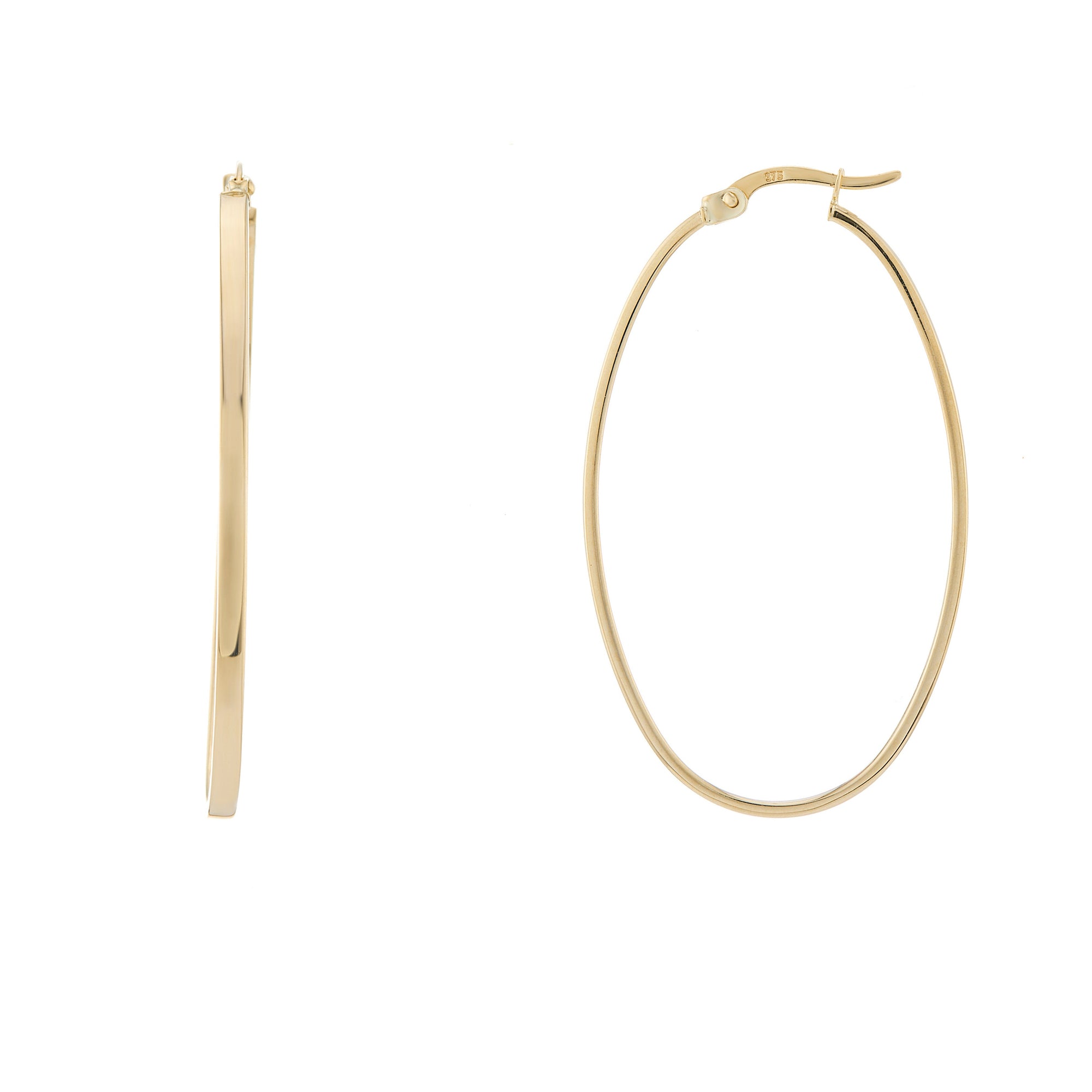 9ct gold 23mm x 39mm thin plain hoop earrings