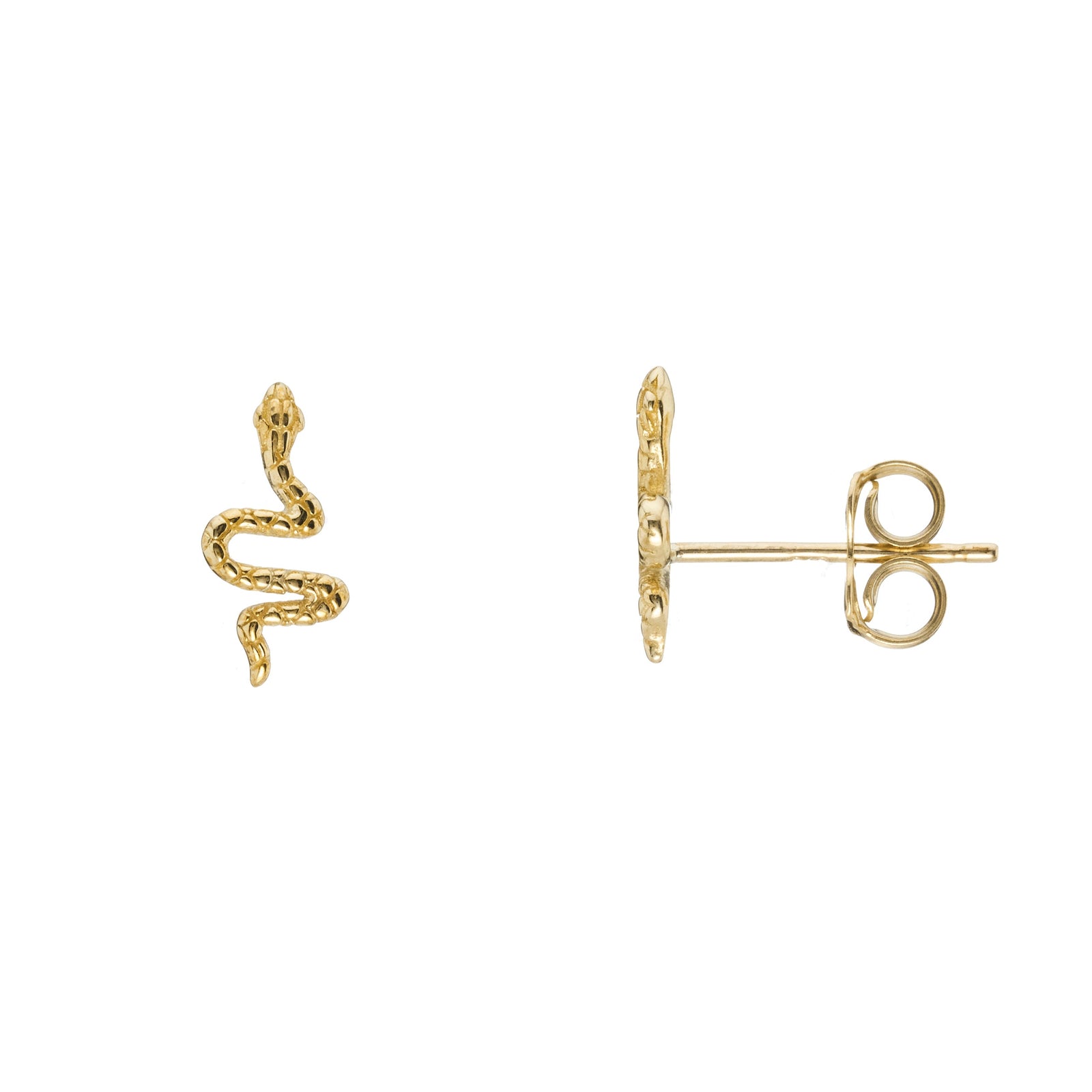 9ct gold small snake stud earrings