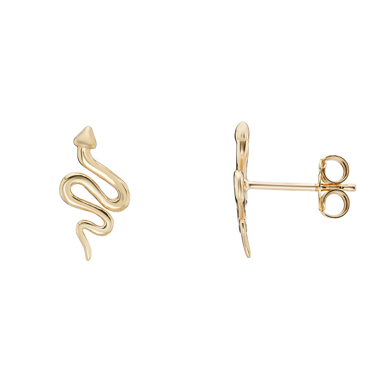 9ct gold large snake stud earrings