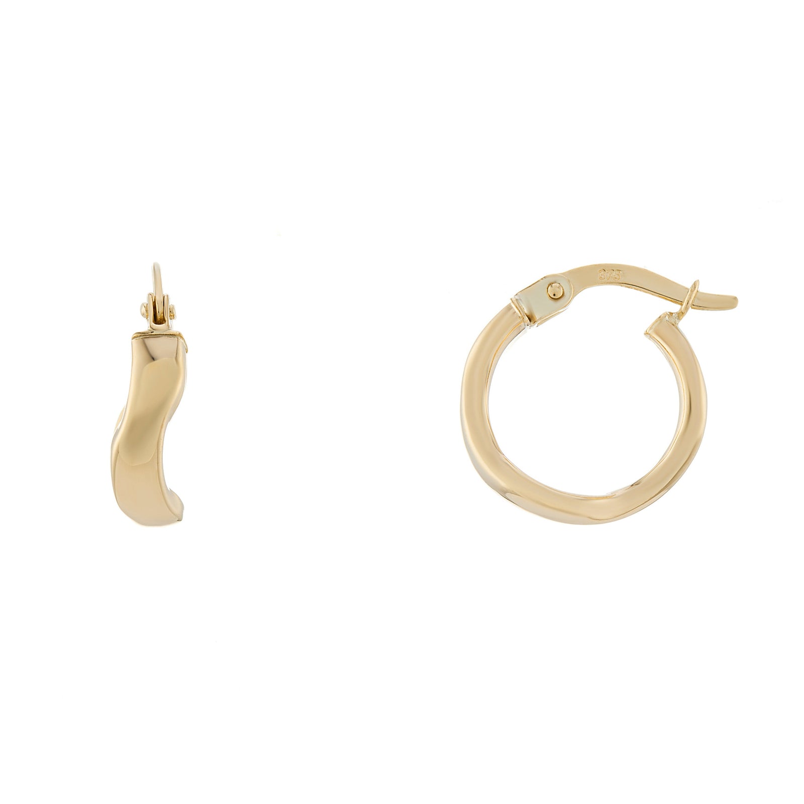 9ct gold 10mm fancy hoop earrings