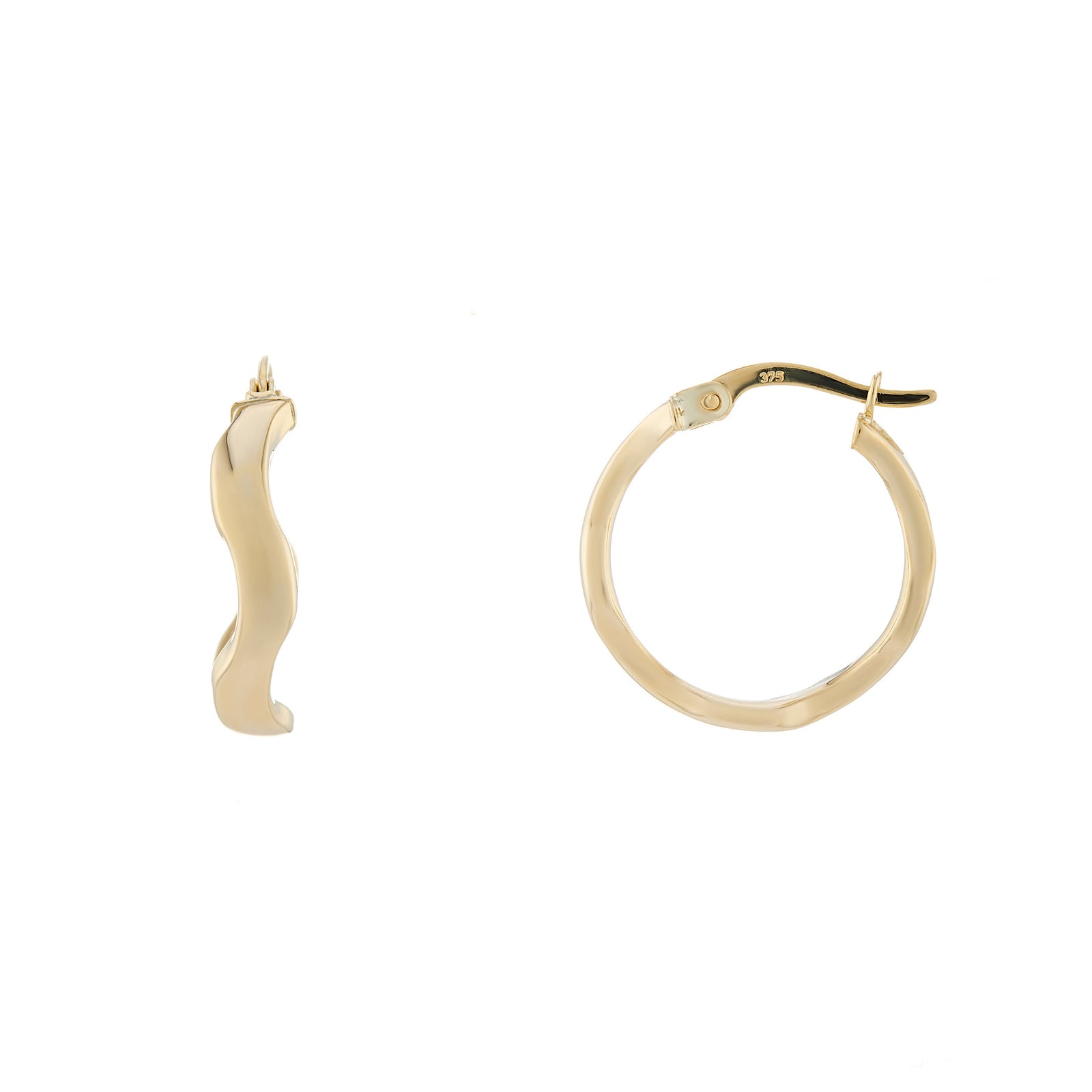 9ct gold 15mm fancy hoop earrings
