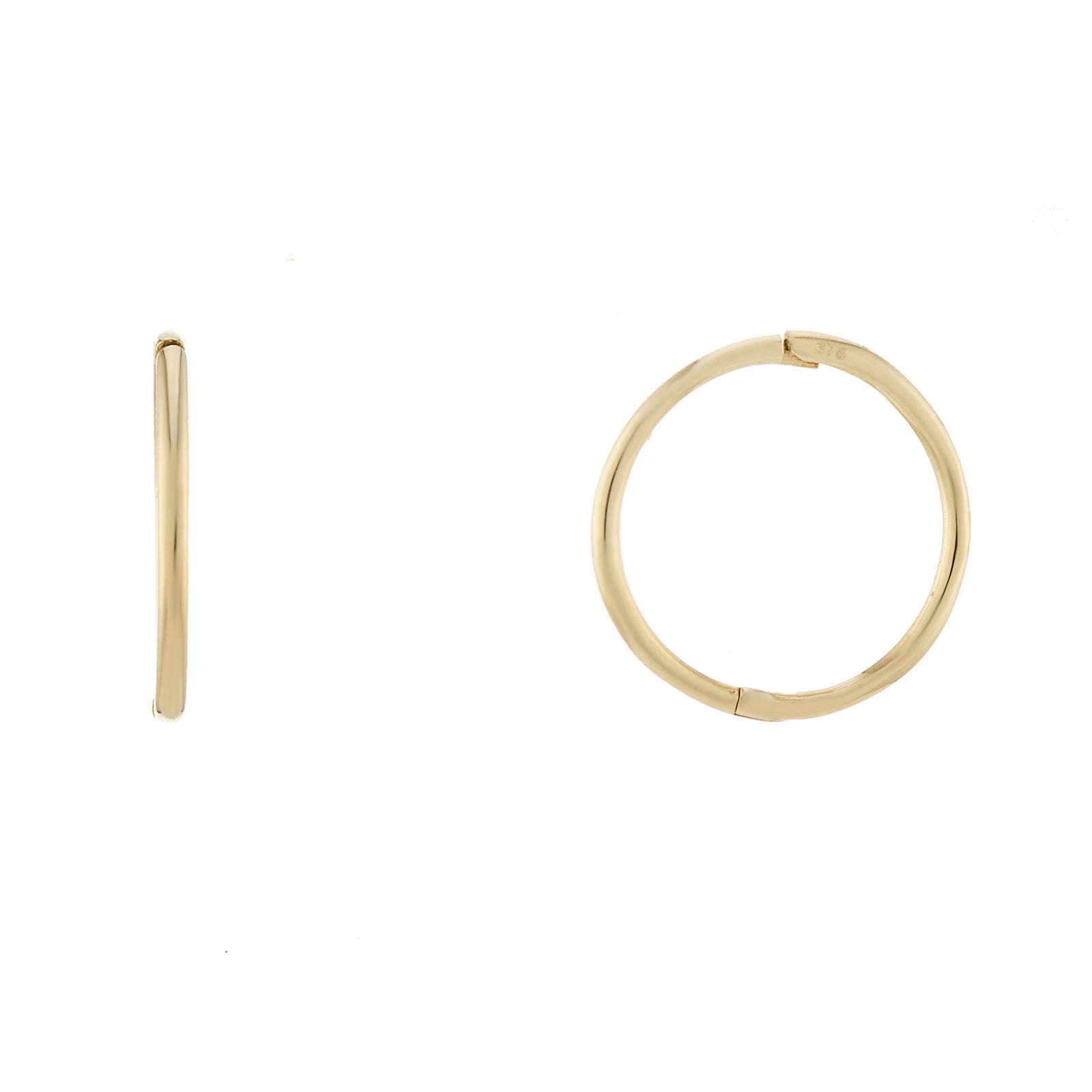 9ct gold 14mm hinged sleeper earrings