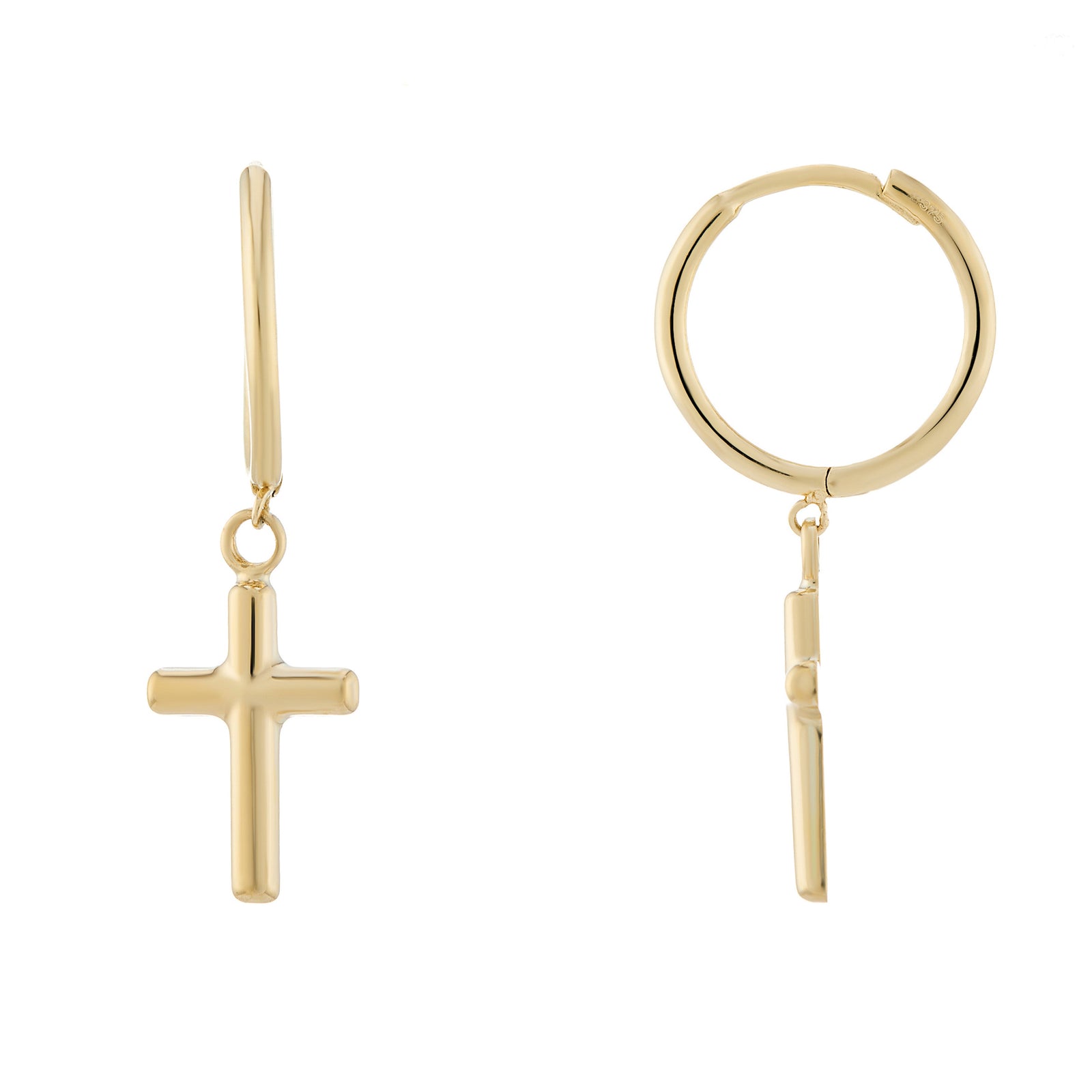 9ct gold hoop & cross earrings