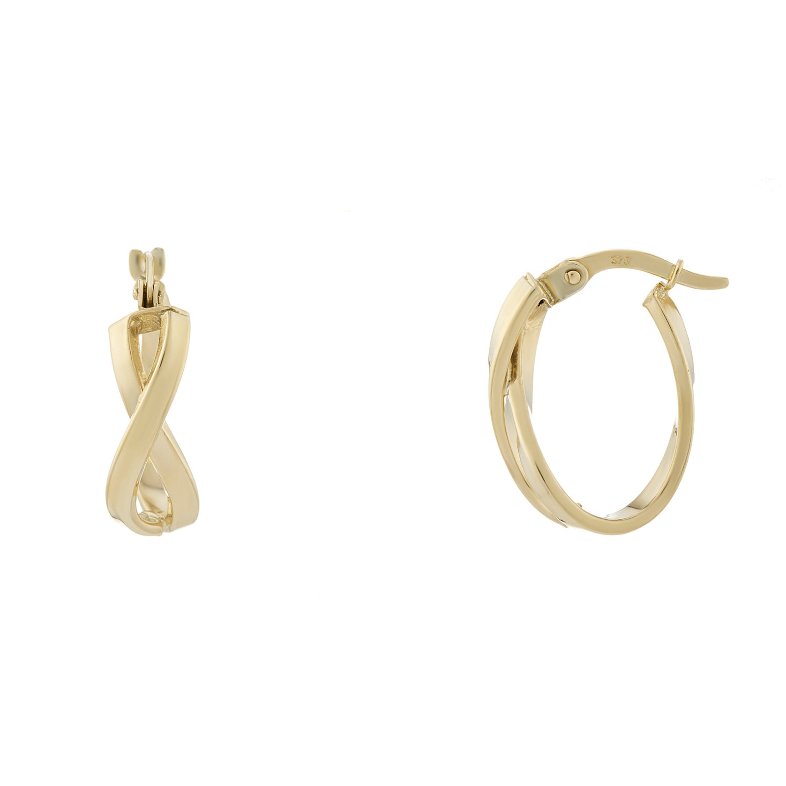 9ct gold short infinity hoop earrings