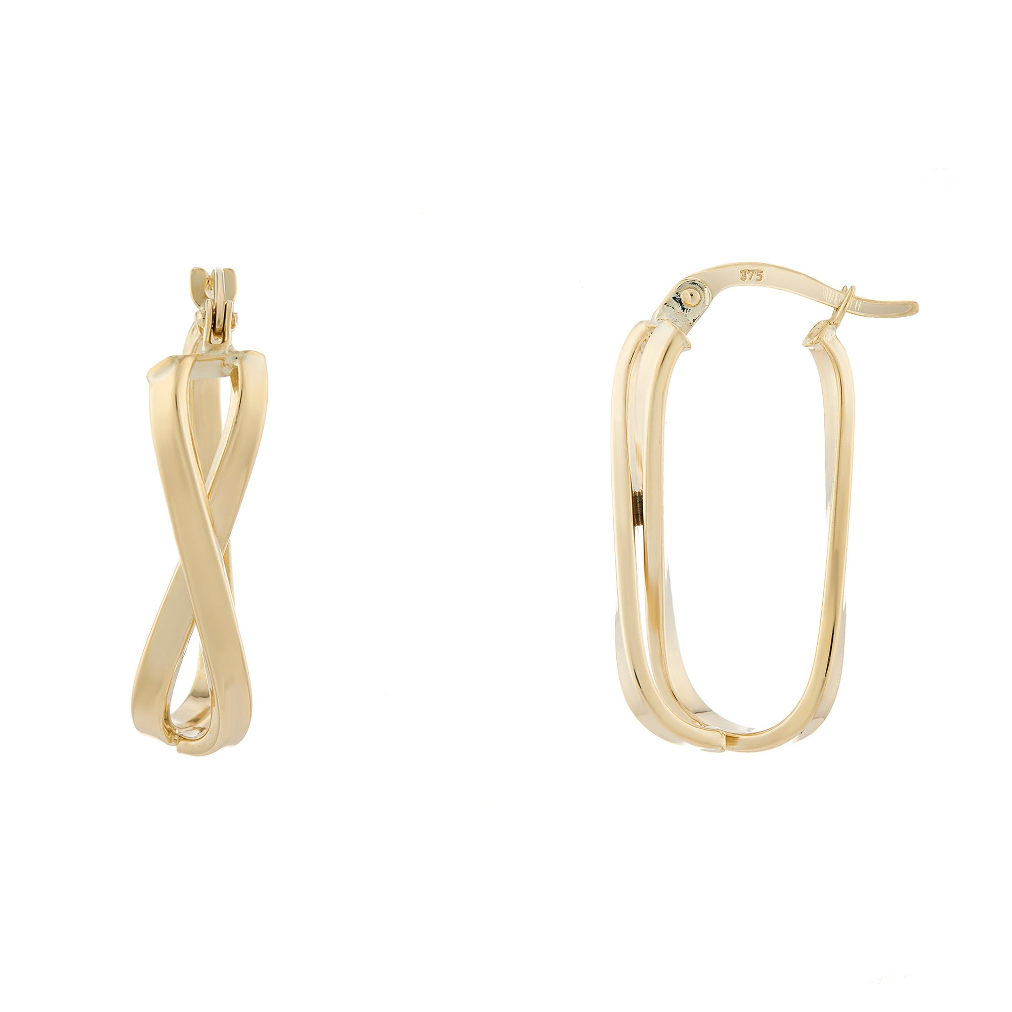 9ct gold long infinity hoop earrings