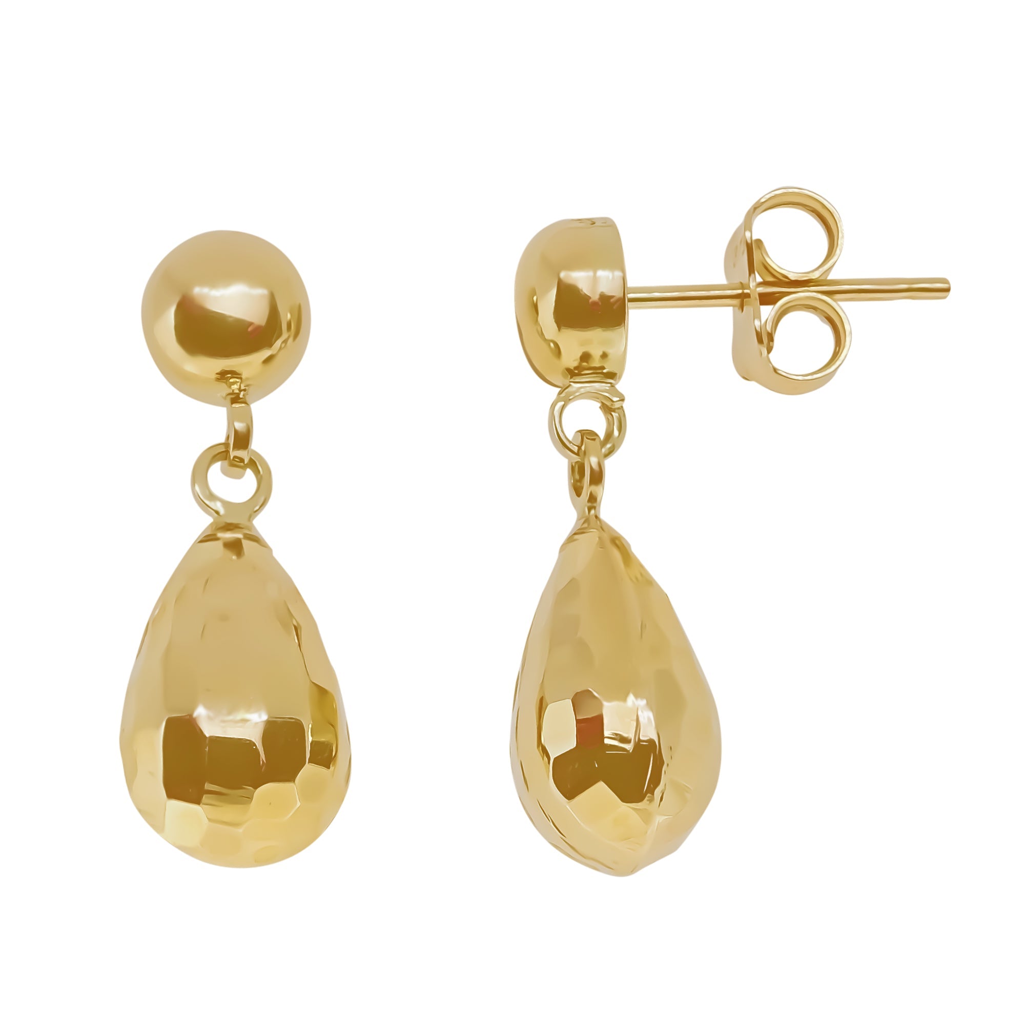 9ct gold faceted drop earrings