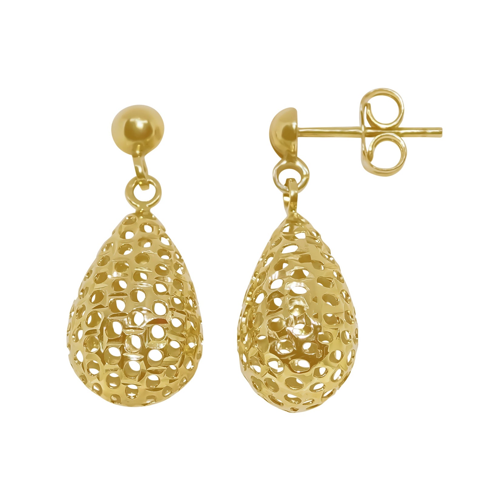 9ct gold filigree drop earrings