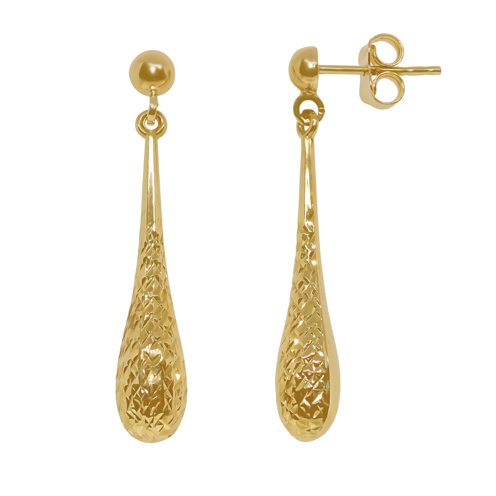 9ct gold 26mm patterned drop earrings