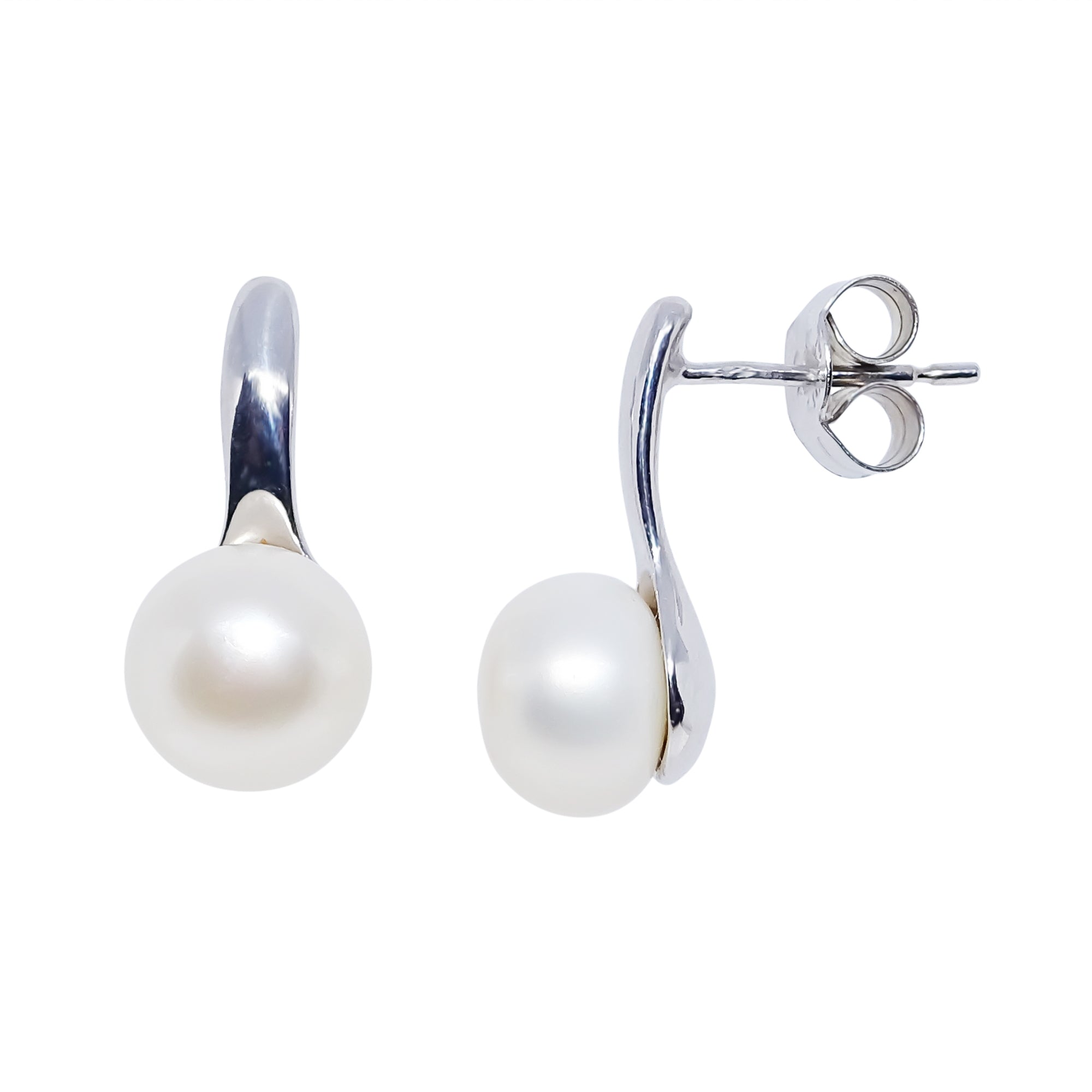 9ct white gold freshwater pearl studs
