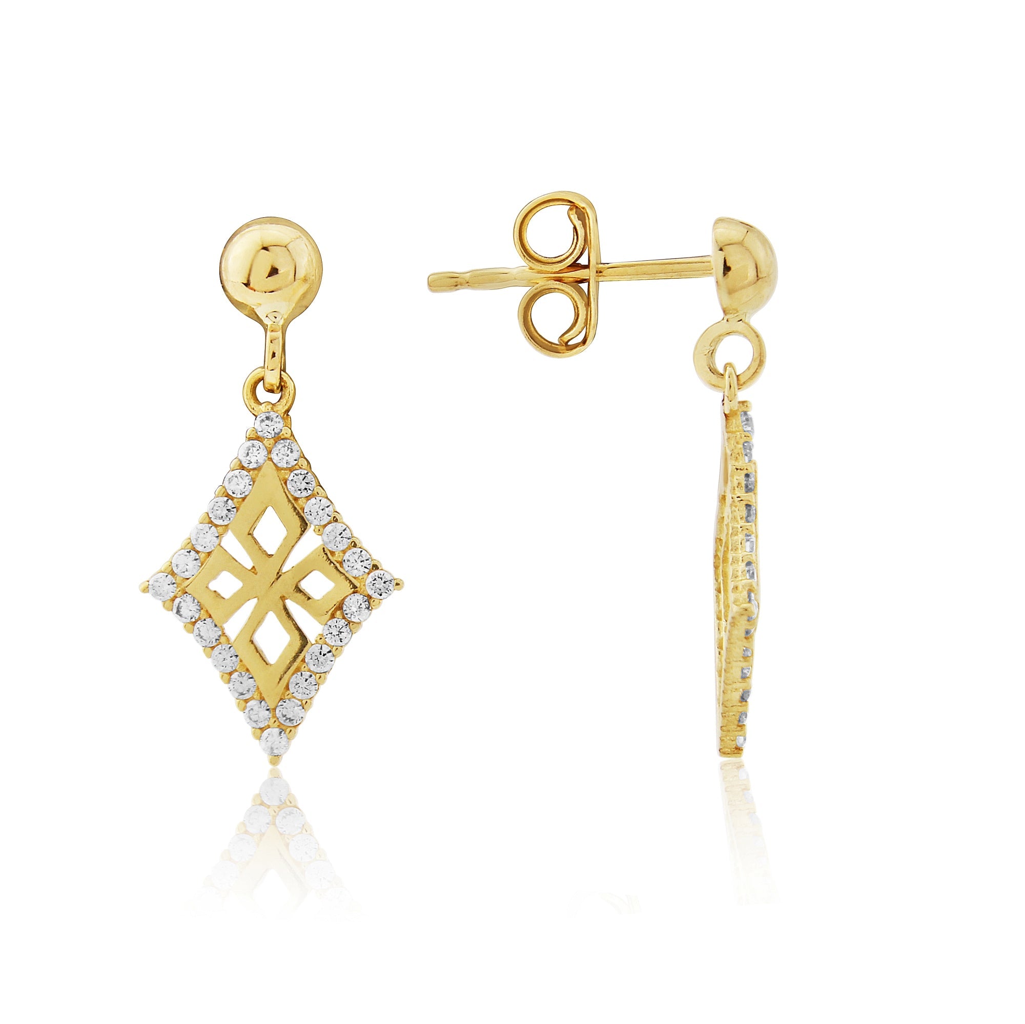 9ct gold cz drop earrings