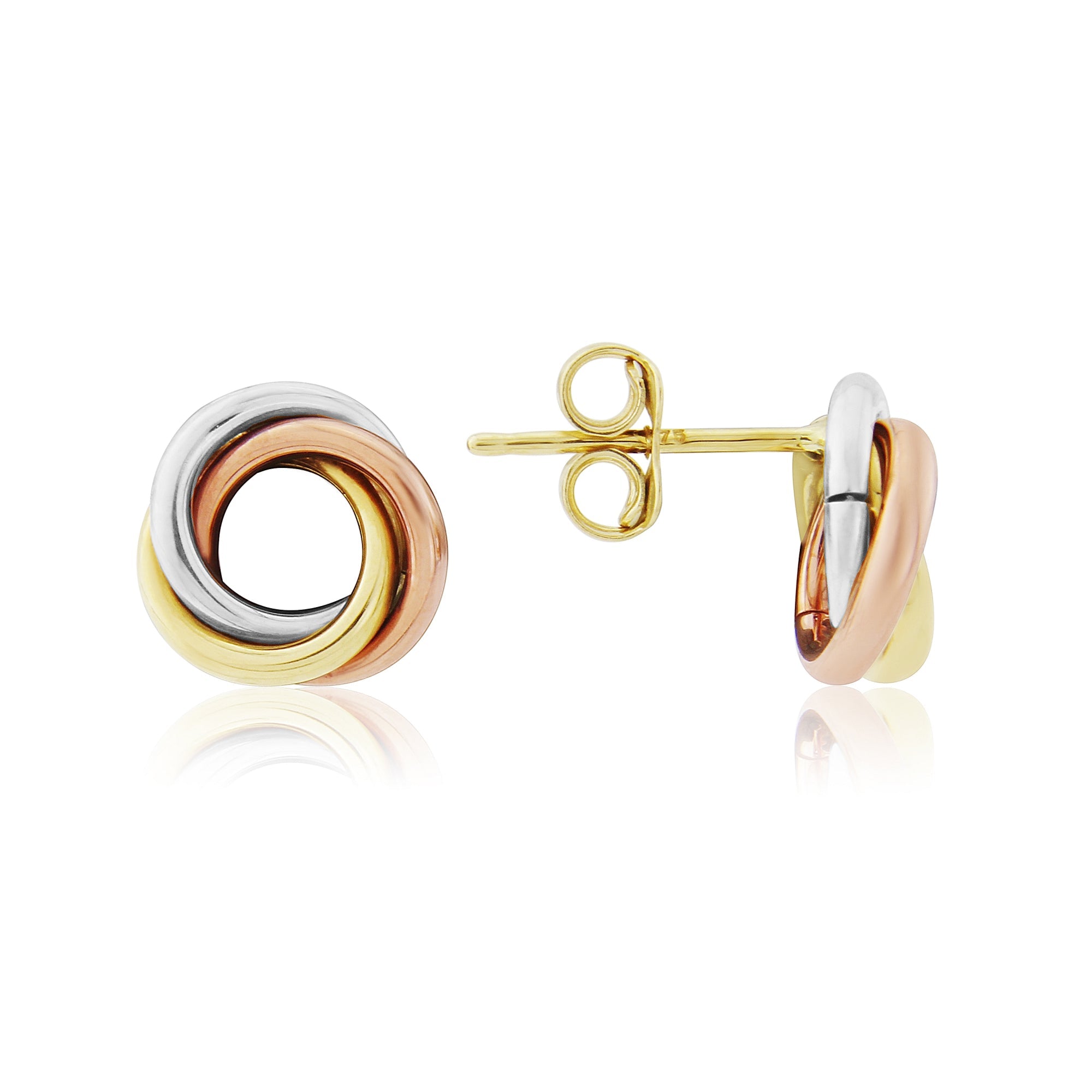 9ct gold 3 colour stud earrings