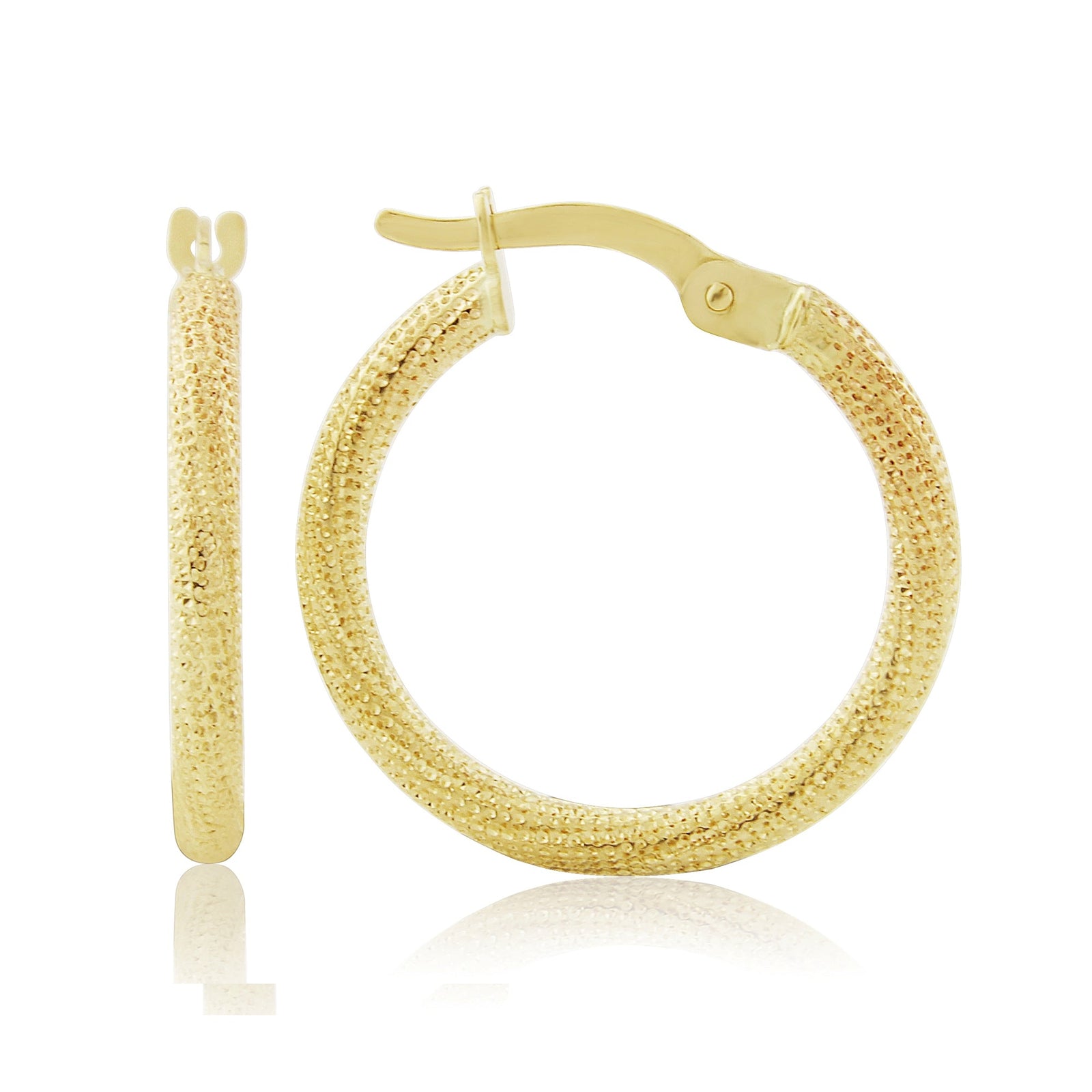 9ct gold 15.00mm patterned hoop earrings