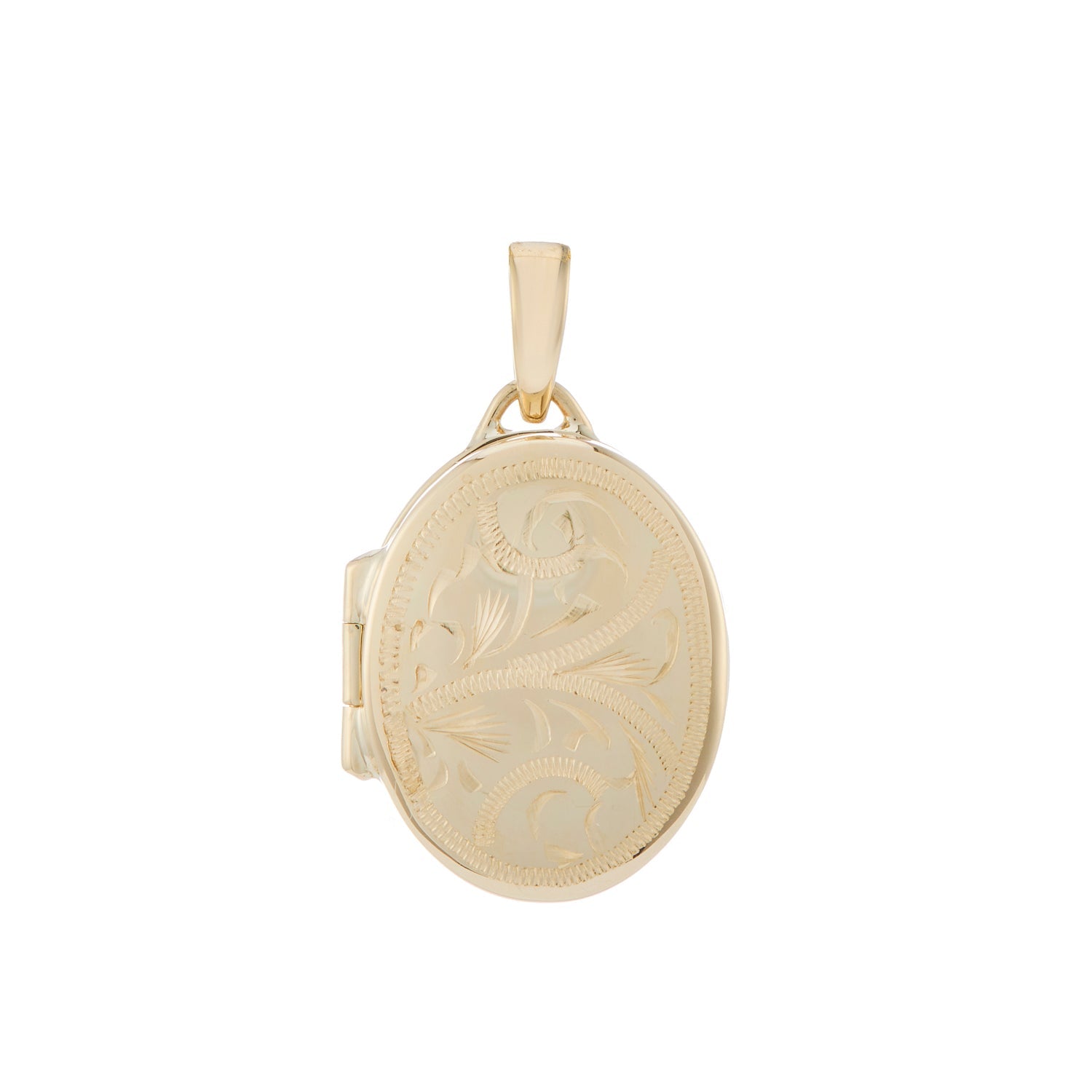 9ct gold full engraved 13mm x 17mm oval locket