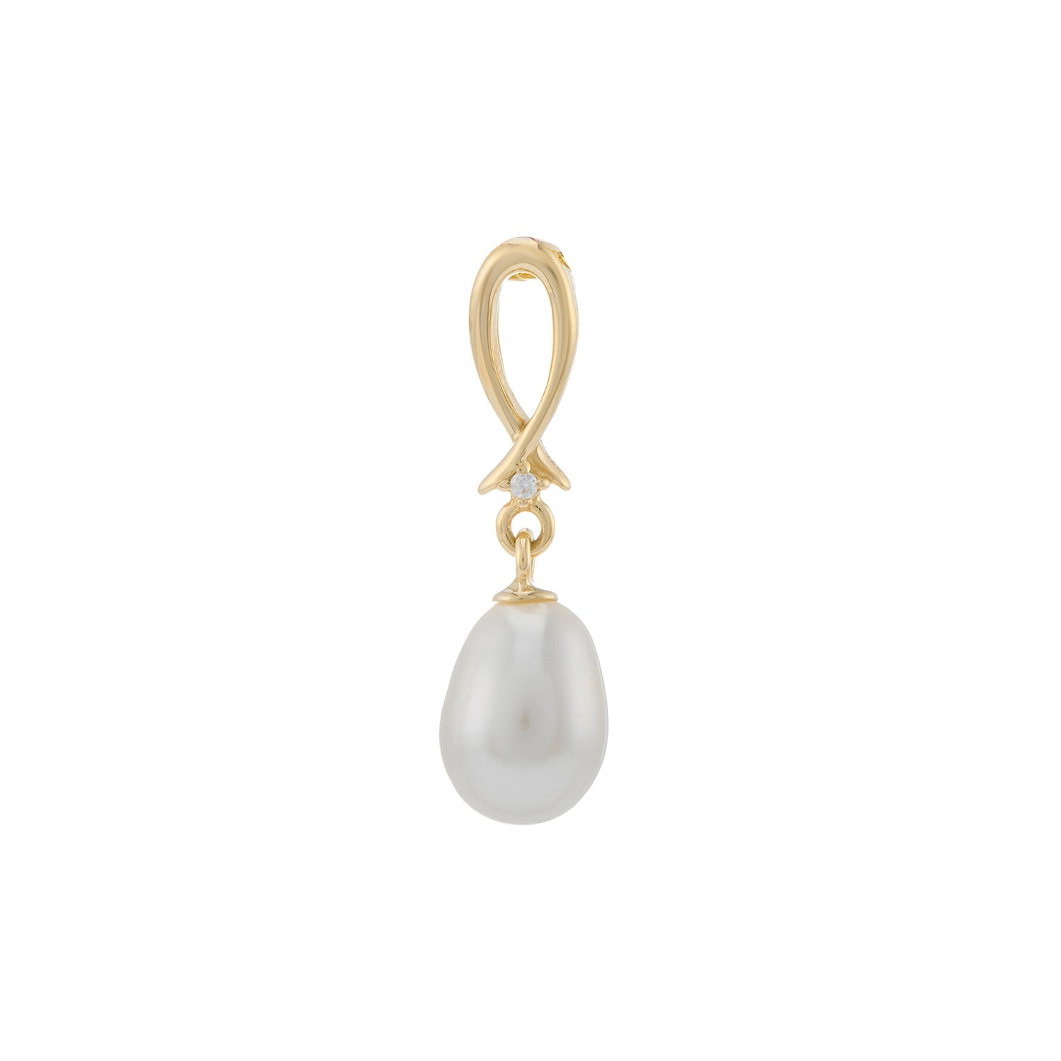 9ct gold freshwater pearl & cz pendant
