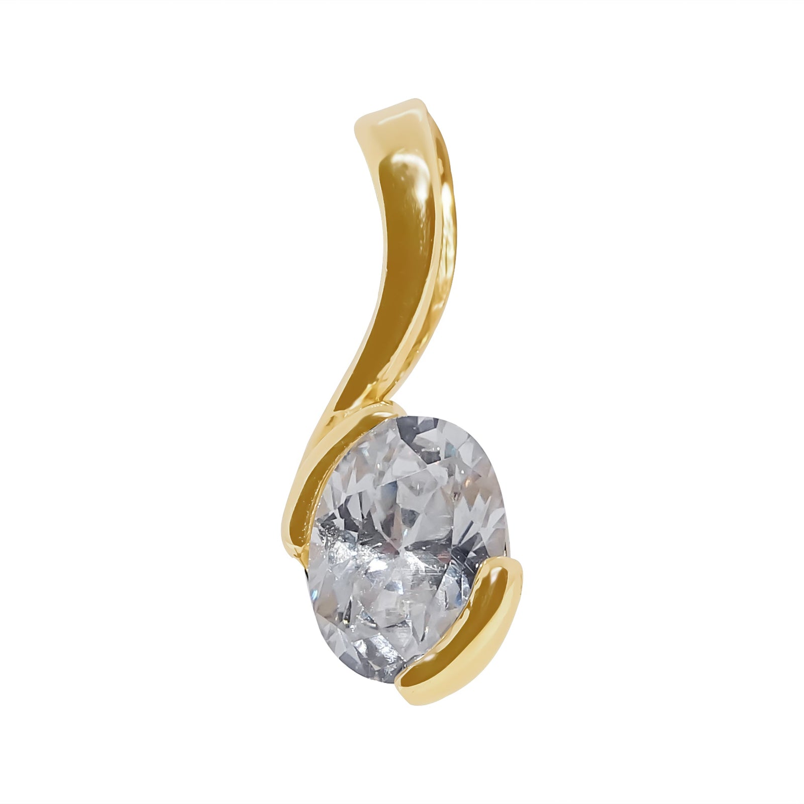 9ct gold 7x5mm oval cz pendant