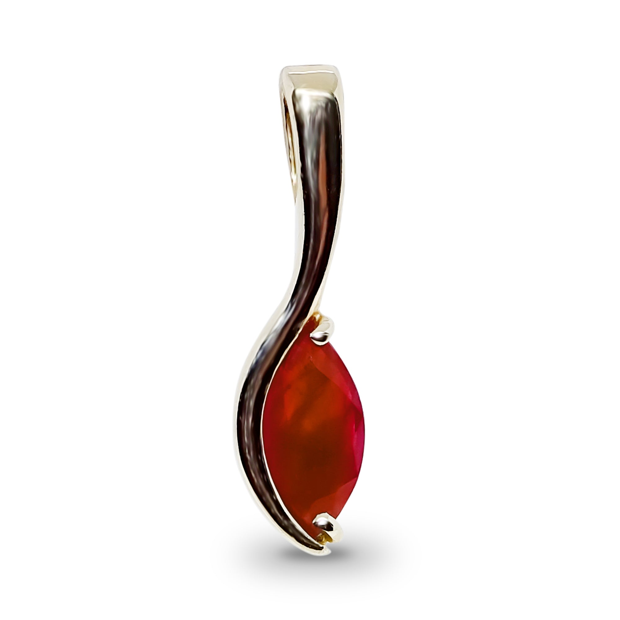 9ct gold 8x4mm marquise shape ruby pendant