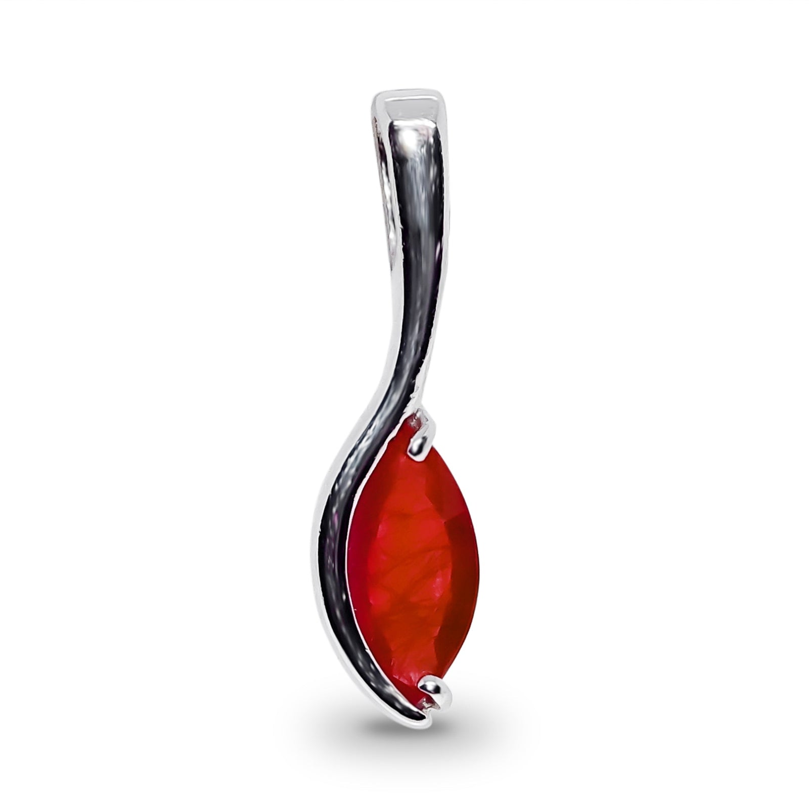 9ct white gold 8x4mm marquise shape ruby pendant