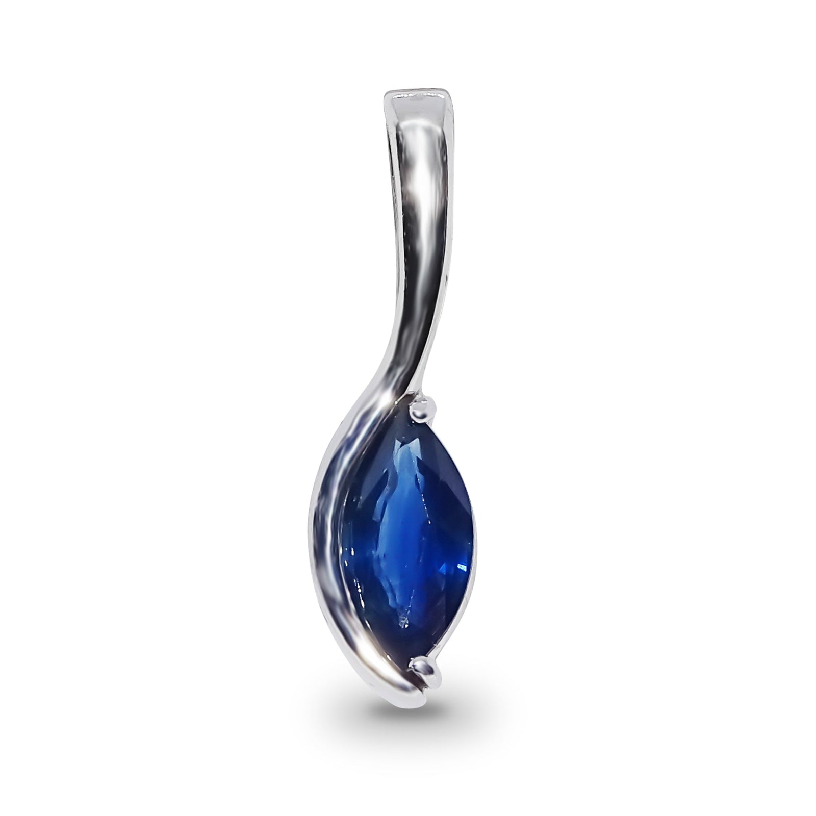 9ct white gold 8x4mm marquise shape sapphire pendant