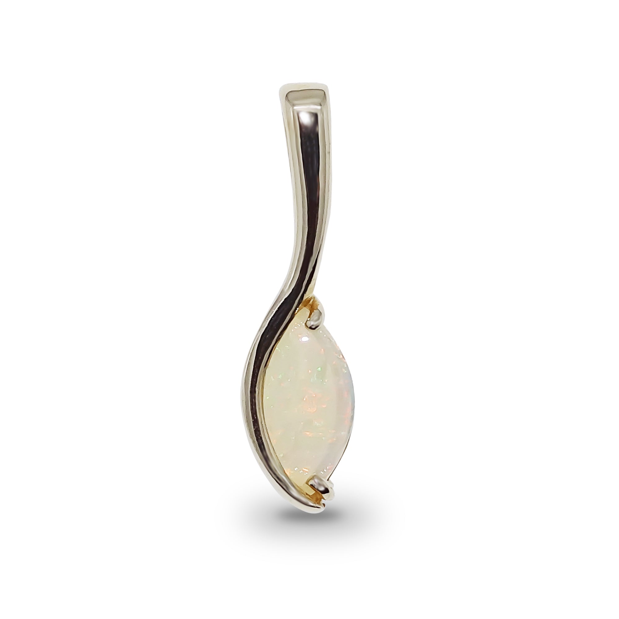 9ct gold 8x4mm marquise shape opal pendant
