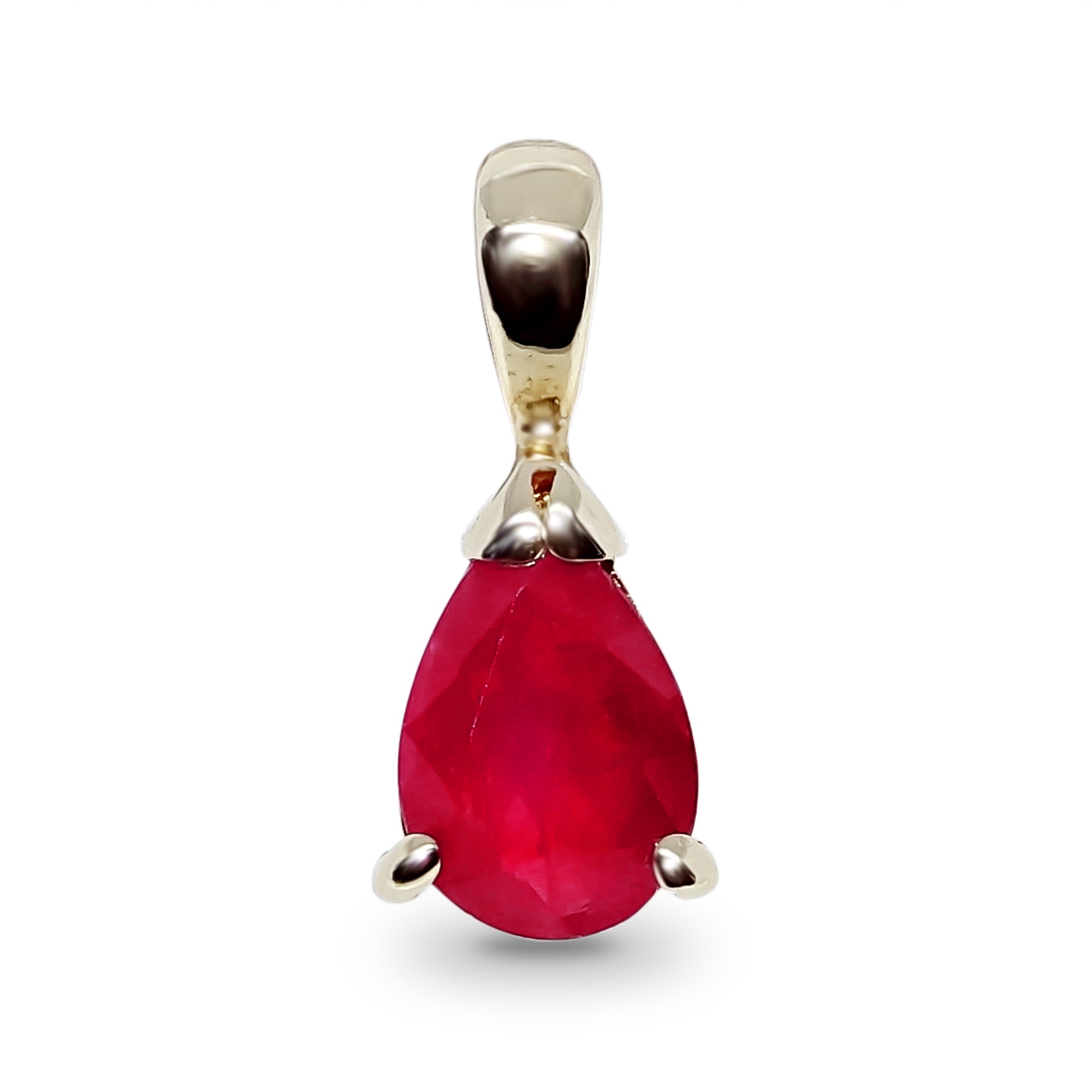 9ct gold 7x5mm pear shape ruby pendant