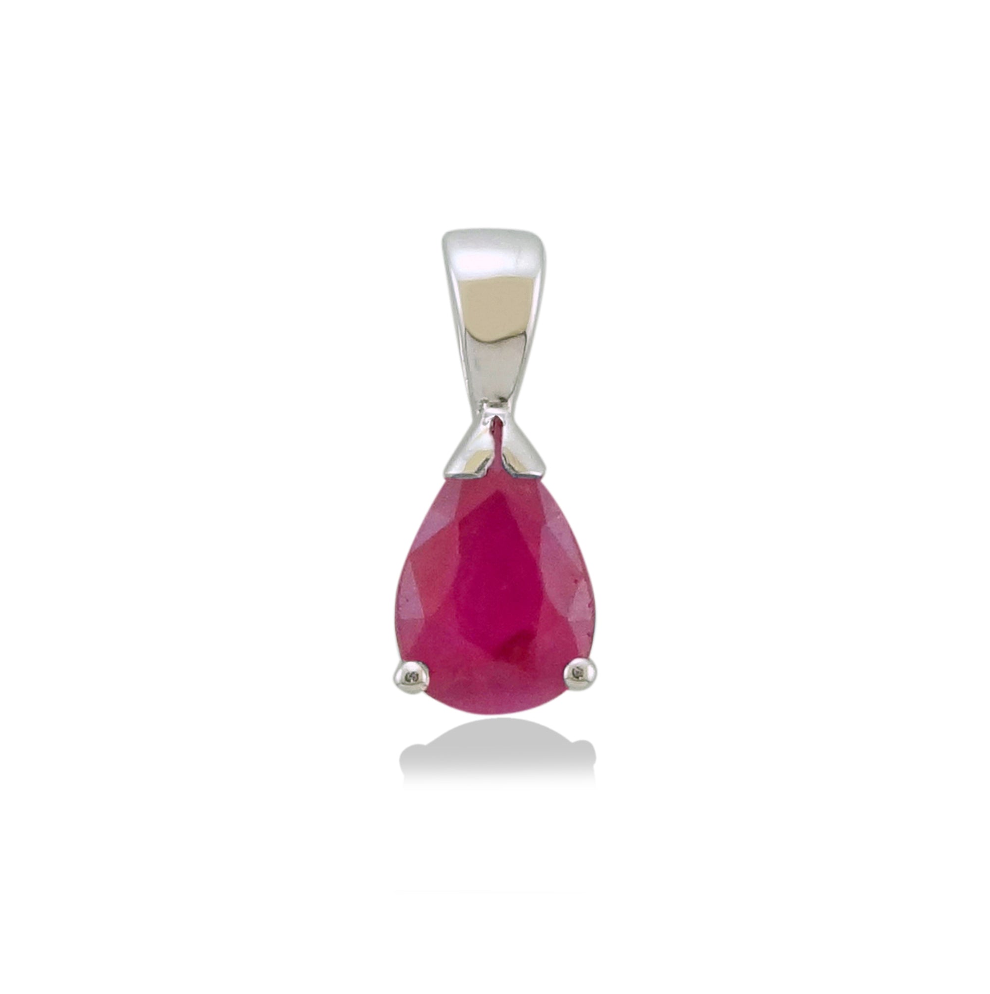 9ct white gold 7x5mm pear shape ruby pendant