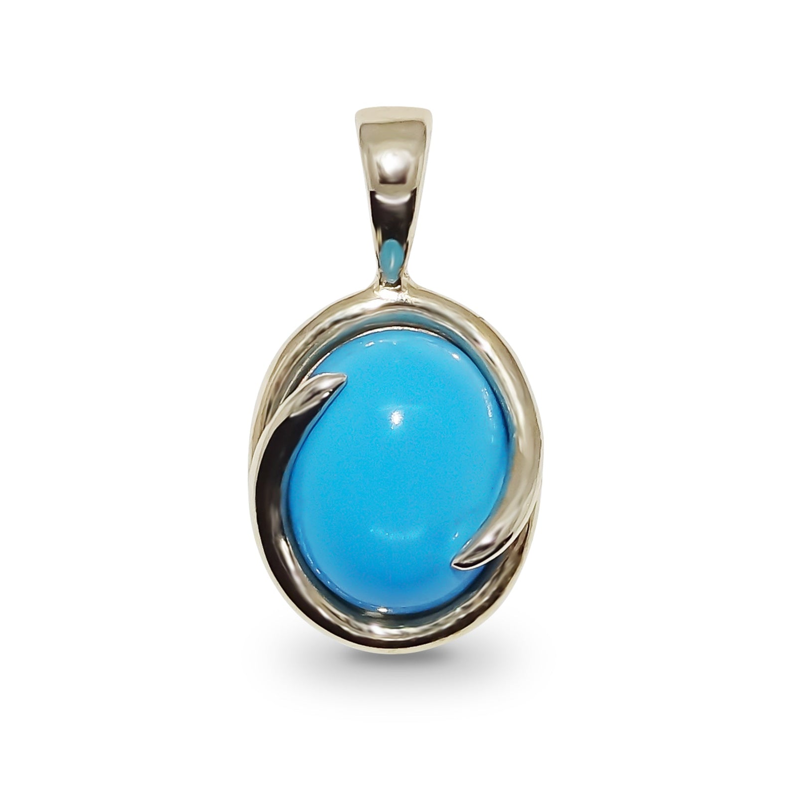 9ct gold 10x8mm oval created turquoise pendant