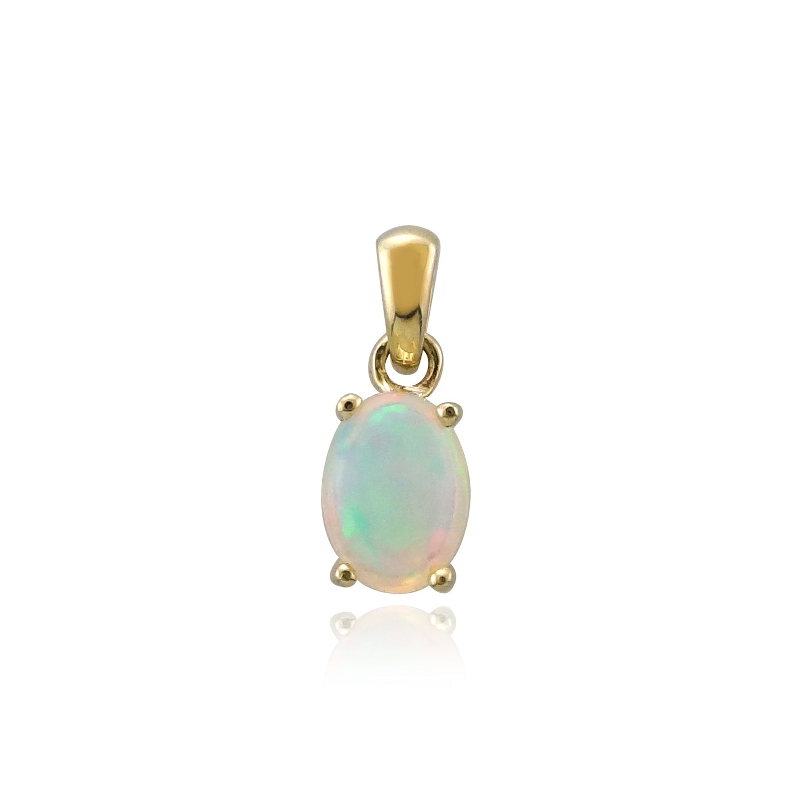 9ct gold 7x5mm oval opal claw set double gallery pendant