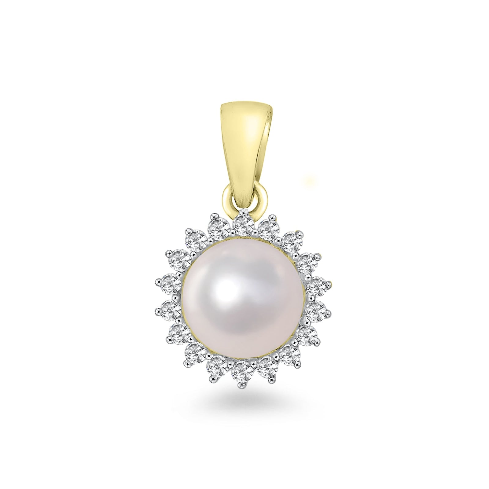 9ct gold 7mm cultured pearl & diamond pendant 0.15ct