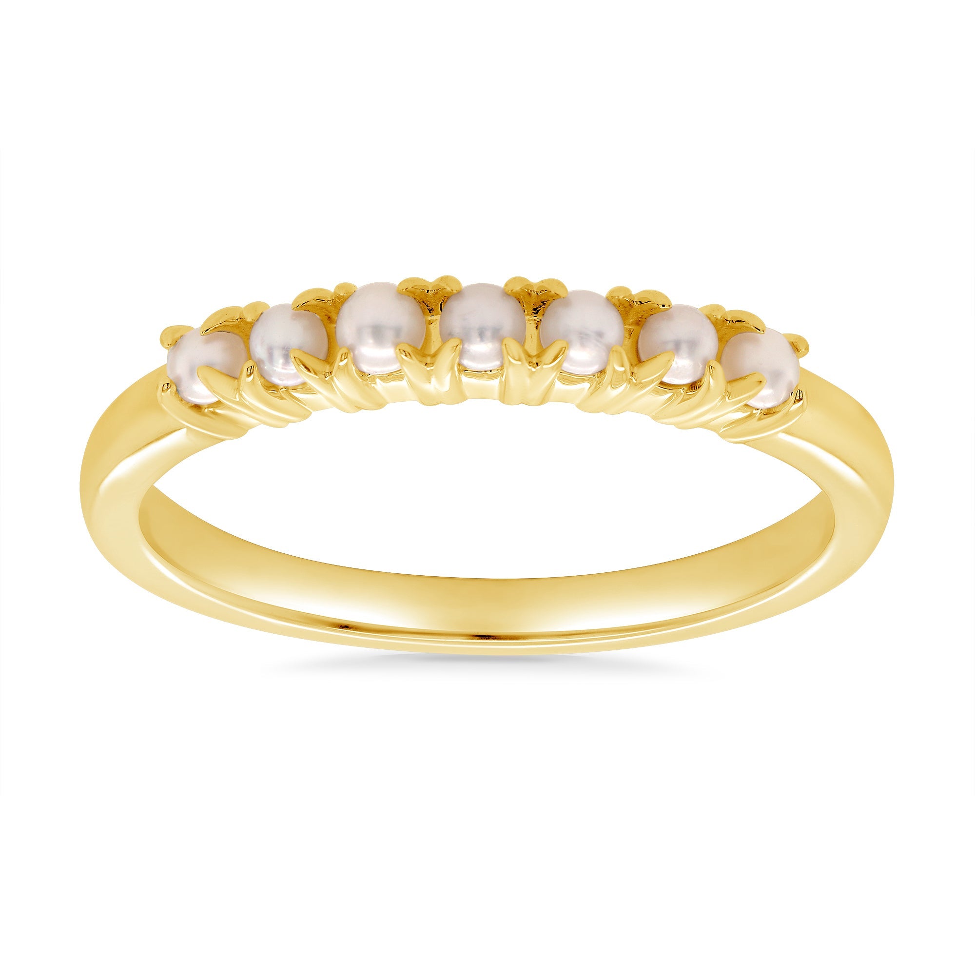 9ct gold seven stone pearl half eternity ring