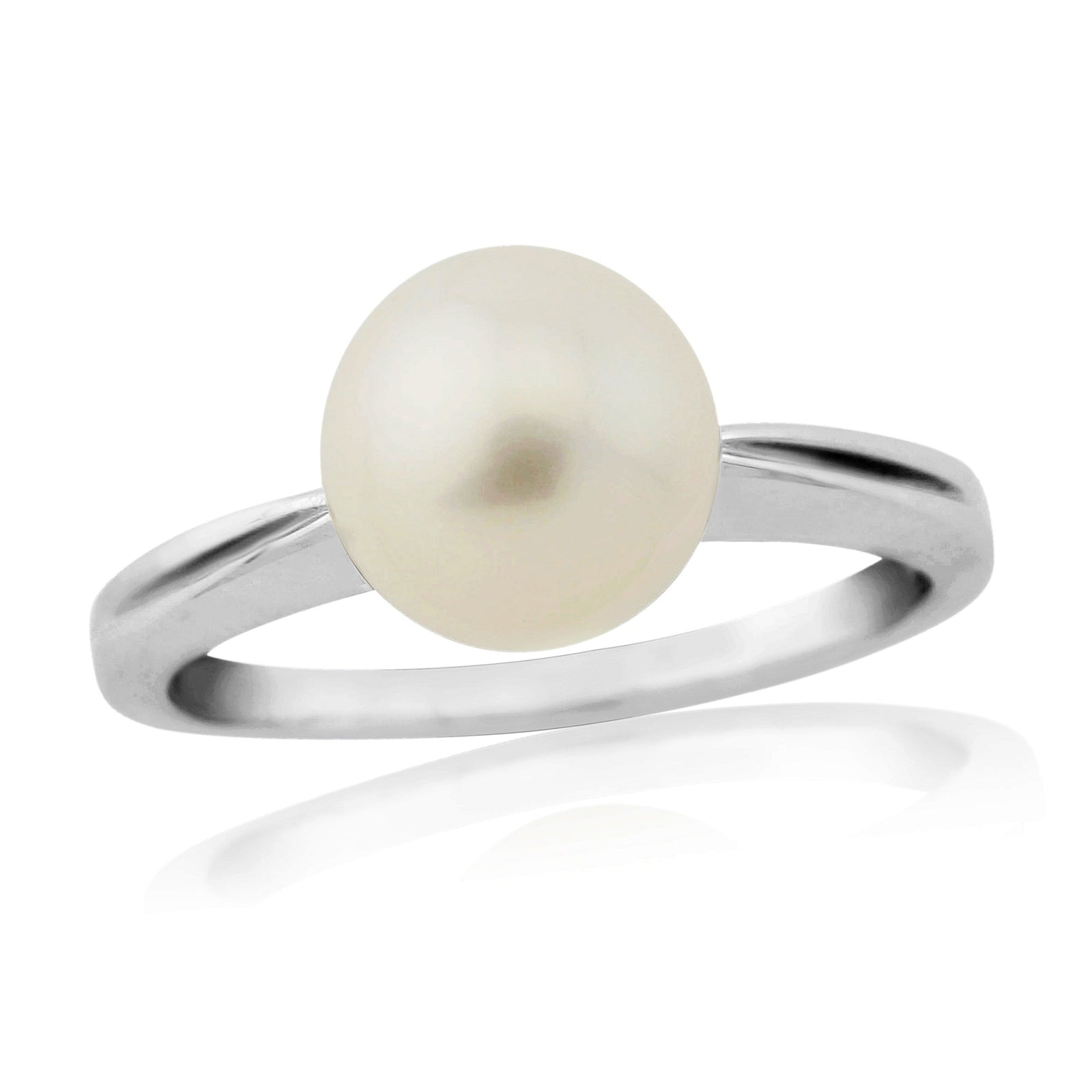 9ct white gold 7mm cultured pearl ring