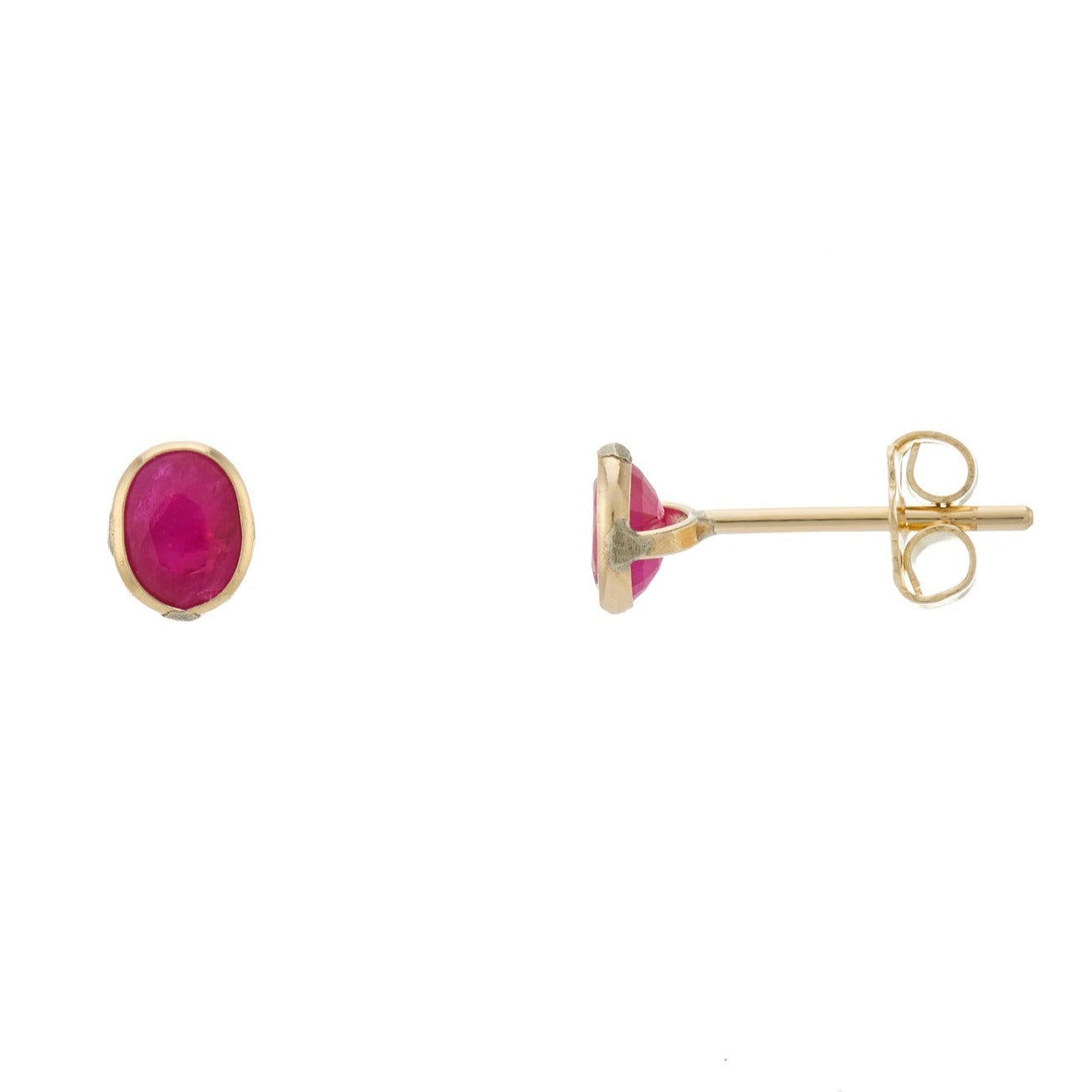 9ct gold 5x4mm rubover ruby studs