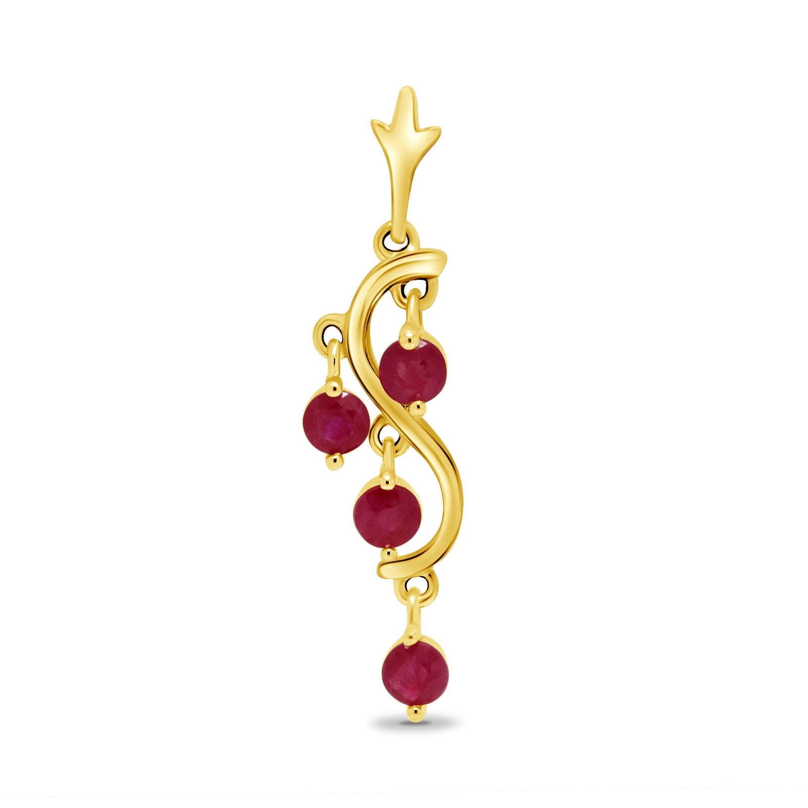 9ct gold 3mm round multi ruby pendant