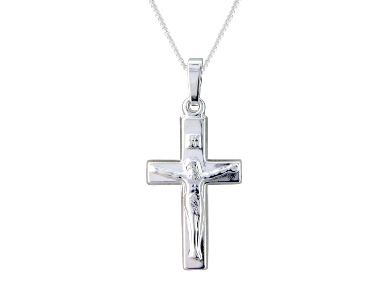 Silver polished crucifix & 18" chain