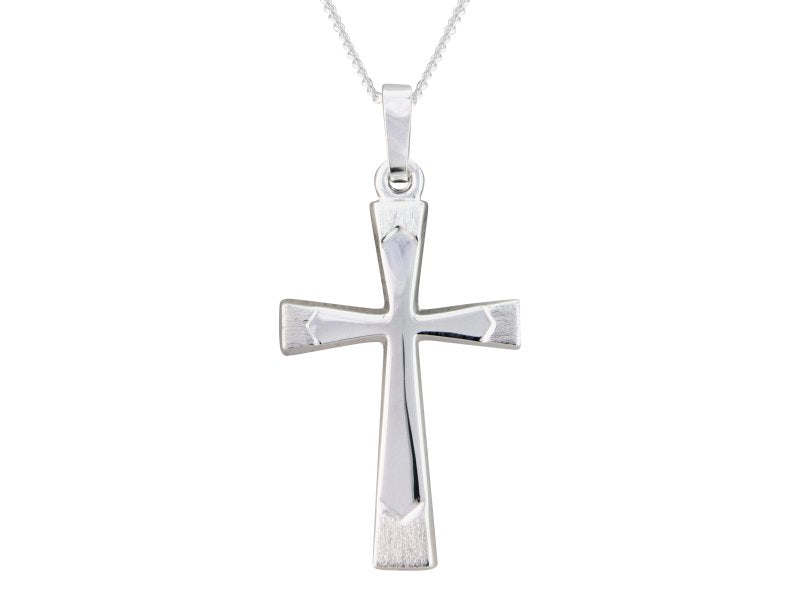 Silver frosted &amp; polished celtic cross &amp; 18&quot; chain