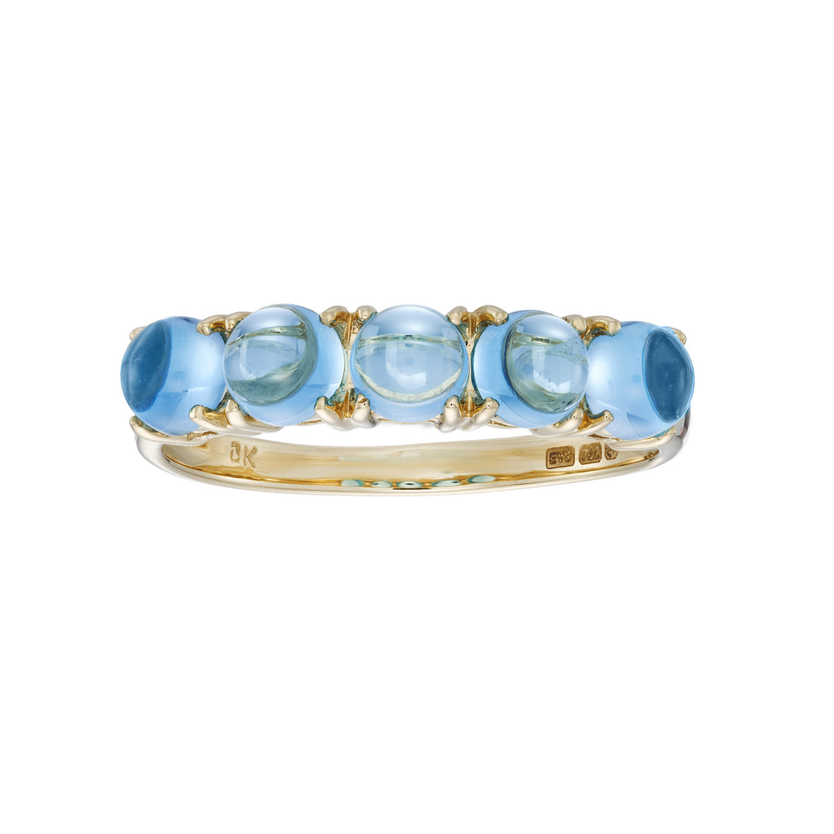 9ct gold 5 stone blue topaz ring