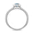 9ct white gold 6x4mm octagon cut aquamarine & diamond cluster ring with diamond shoulders 0.20ct