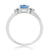 9ct white gold 7x5mm octagon cut aquamarine & baguette diamond shoulders ring 0.17ct