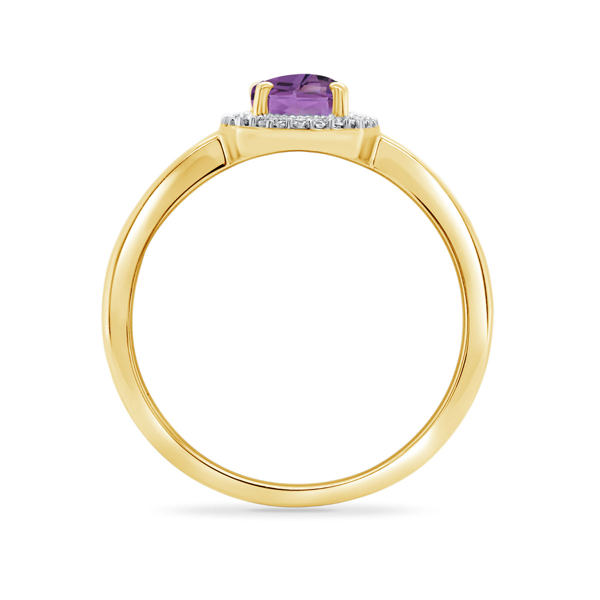 9ct gold amethyst & diamond cluster ring 0.08ct