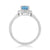 9ct white gold 6mm round blue topaz & diamond halo ring 0.10ct