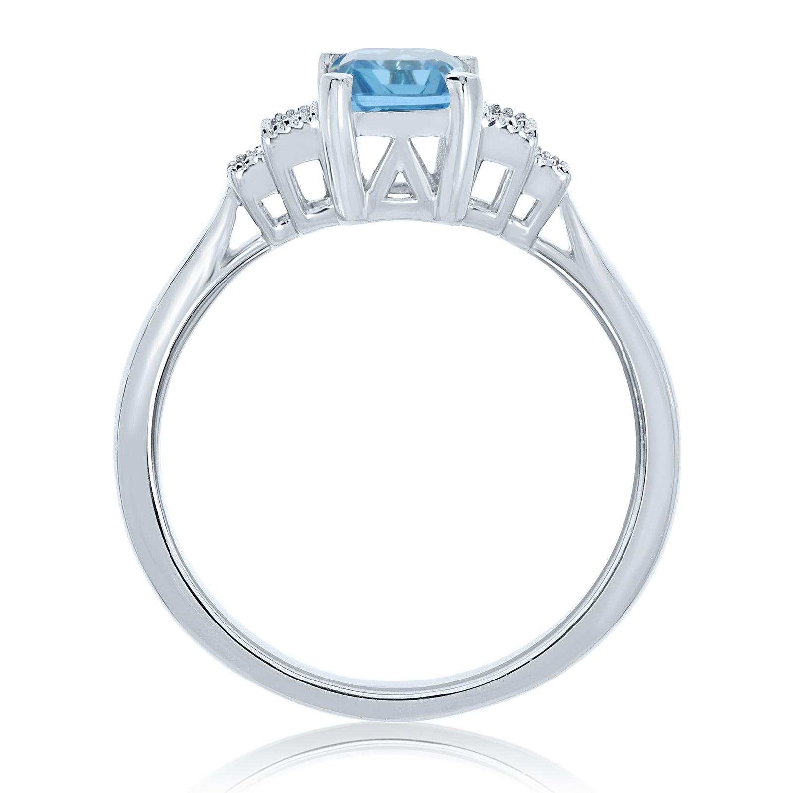 9ct gold 7x5mm octagon cut amethyst & stepped diamond shoulders ring 0.11ct