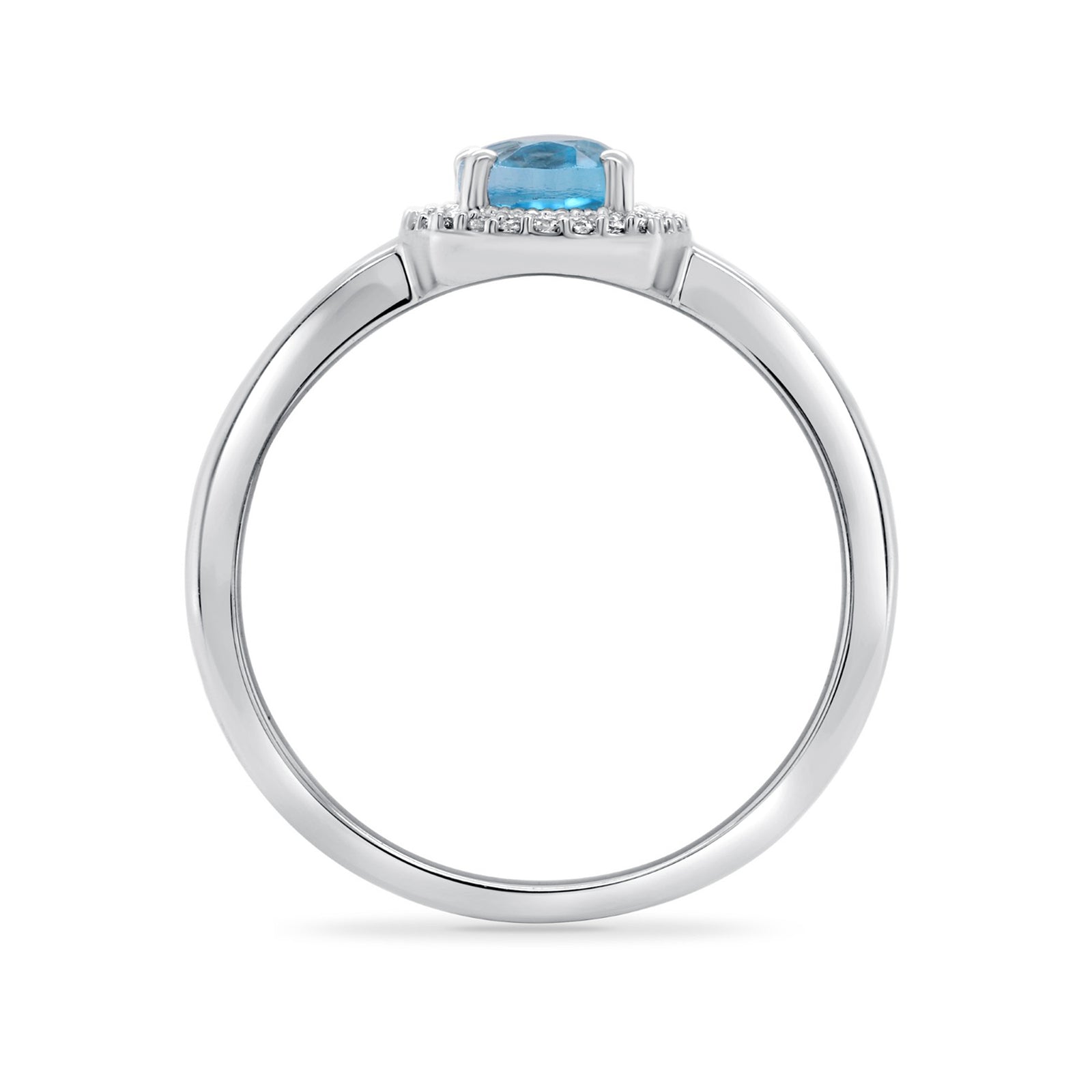 9ct white gold blue topaz & diamond cluster ring 0.08ct