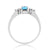 9ct white gold 6x4mm octagon cut blue topaz & triple diamond shoulders ring 0.13ct