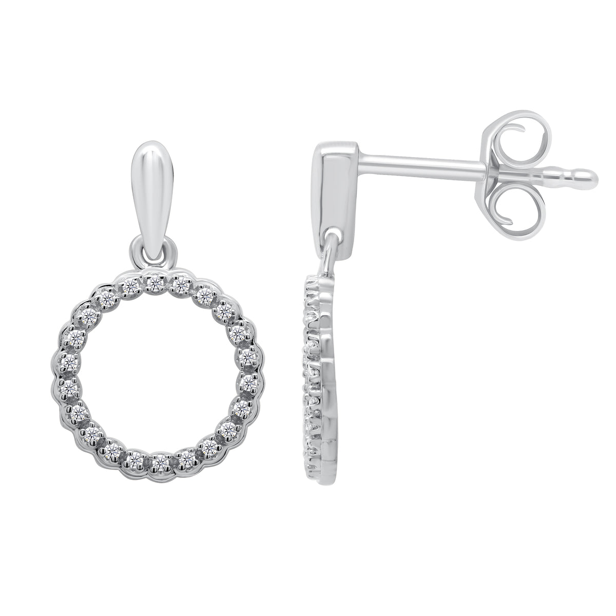 9ct white gold diamond set drop earrings 0.07ct