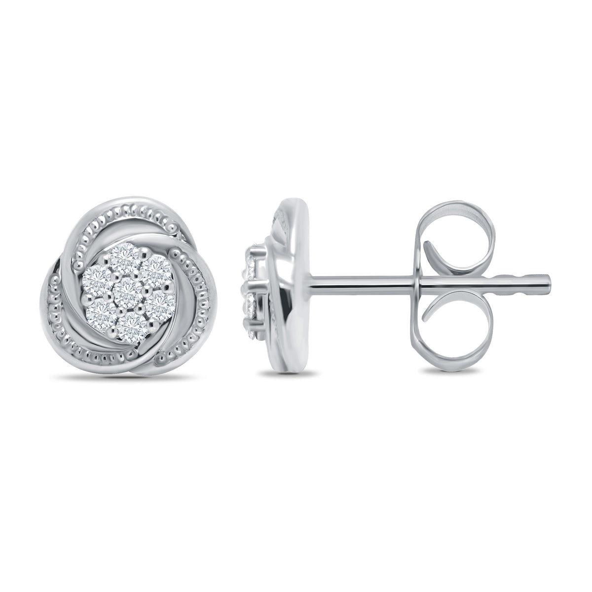 9ct white gold diamond cluster studs 0.10ct