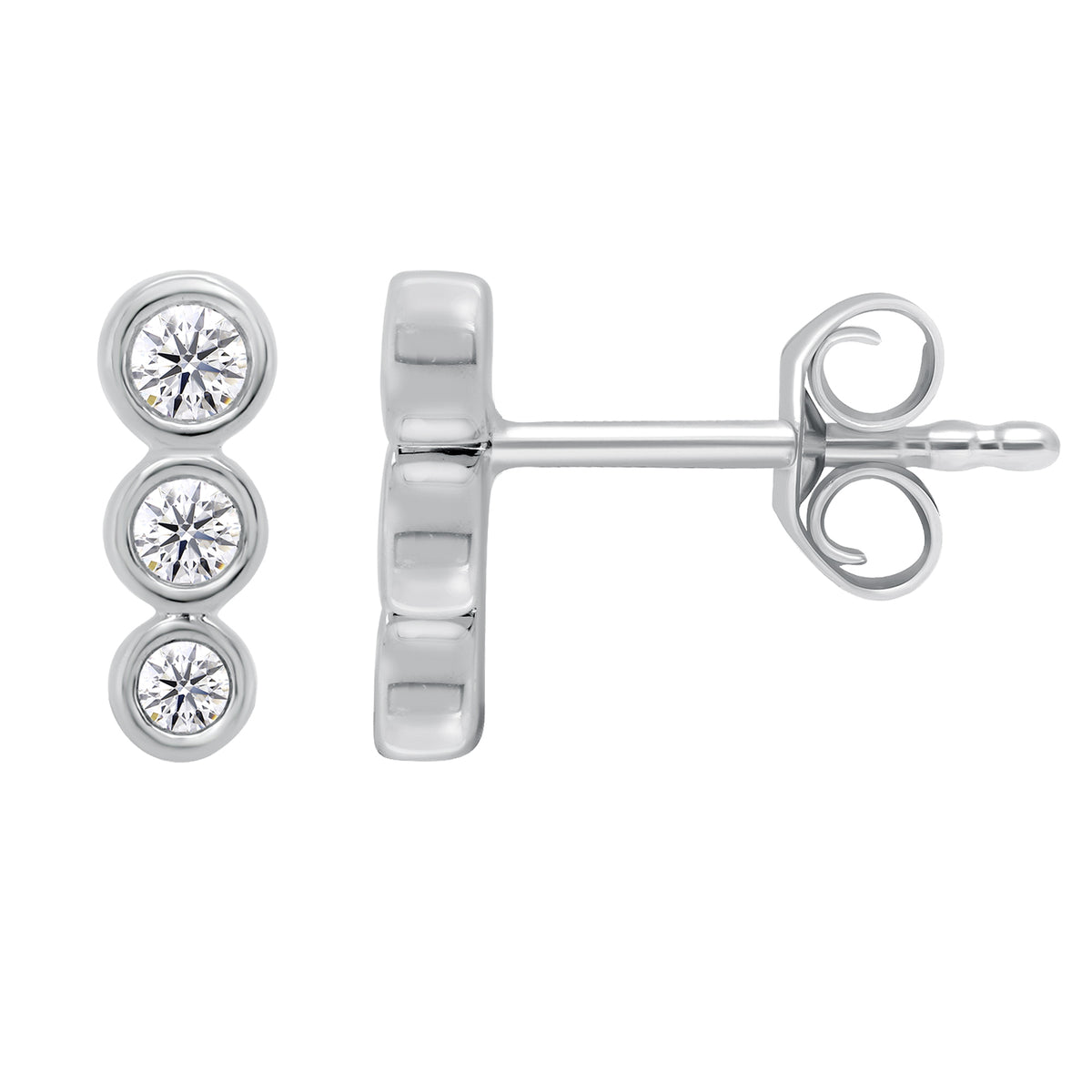 9ct white gold trilogy diamond stud earrings 0.21ct