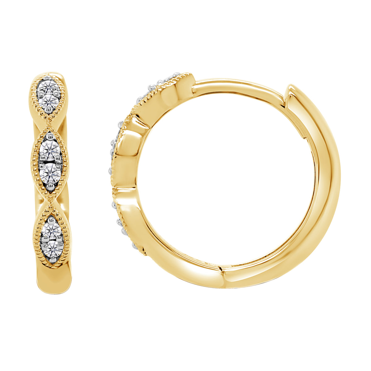 9ct gold diamond set huggies earrings 0.11ct