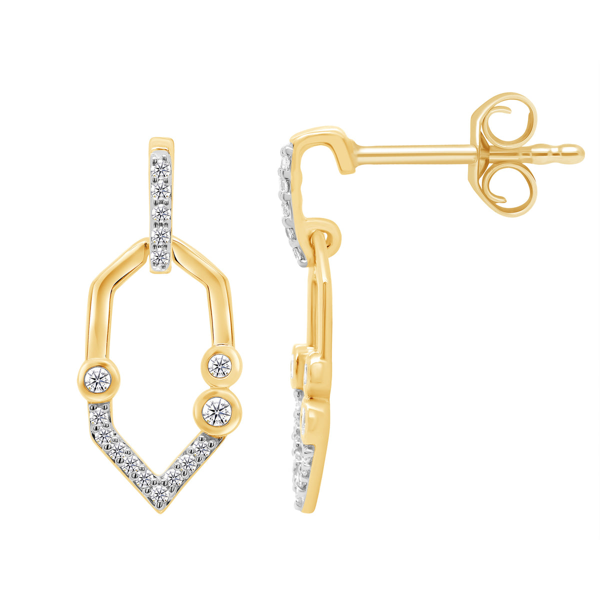 9ct gold open shape diamond set earrings 0.15ct